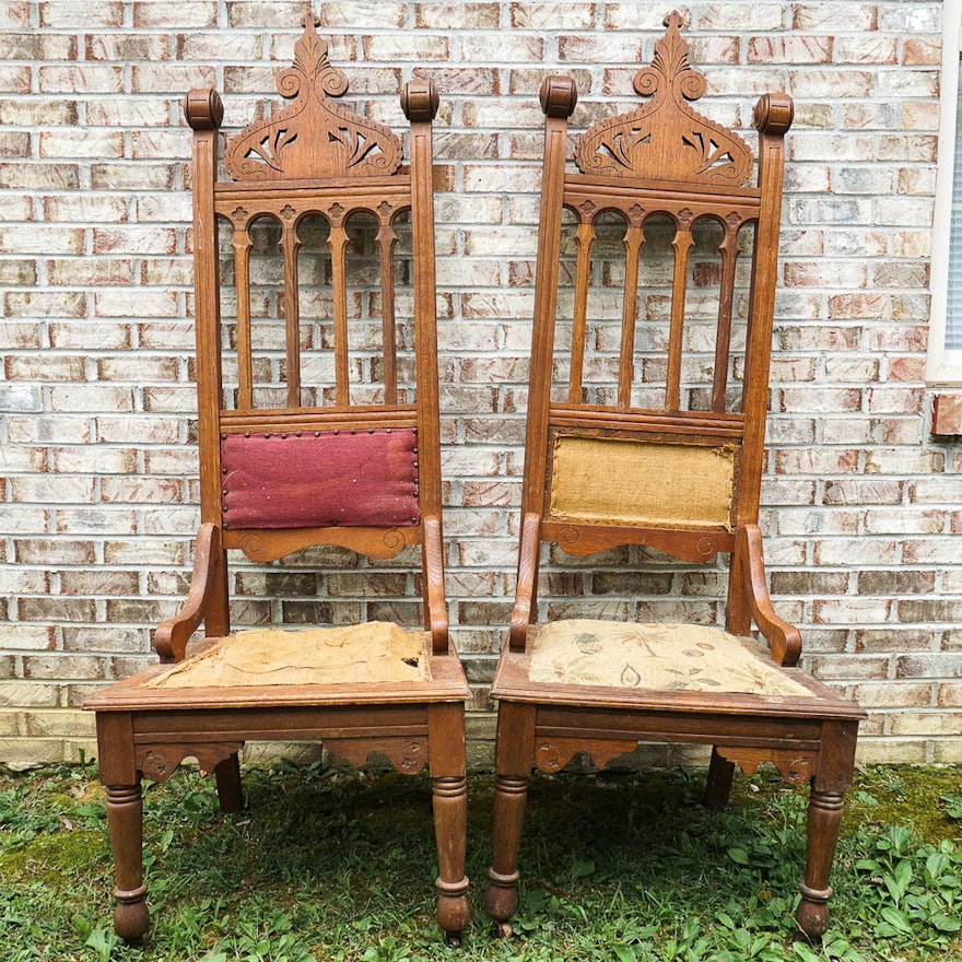 Pair of Antique Gothic Style Side Chairs