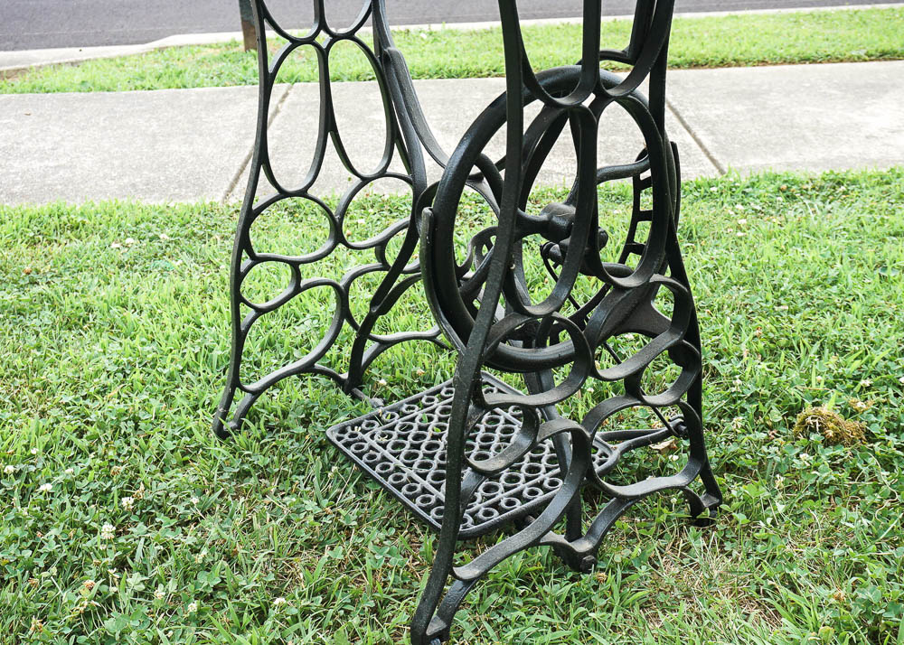 Repurposed Sewing Table for Outdoor Use