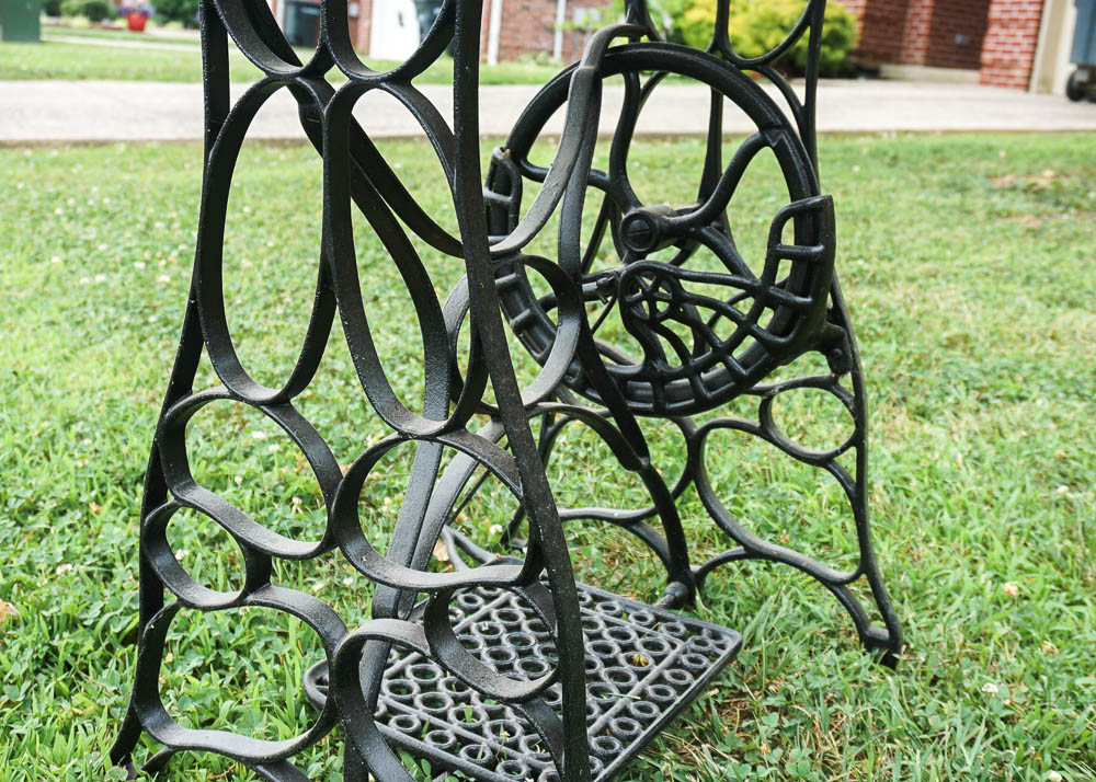 Repurposed Sewing Table for Outdoor Use