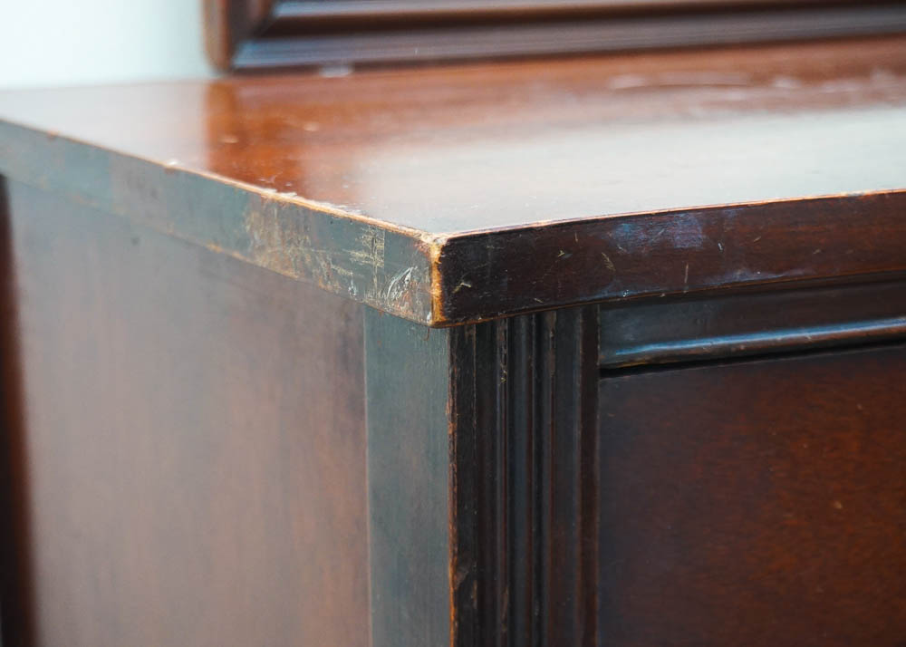 Hepplewhite Style Double Bow Front Dresser With Mirror