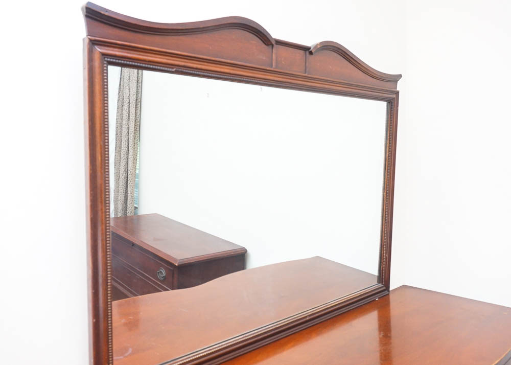 Hepplewhite Style Double Bow Front Dresser With Mirror