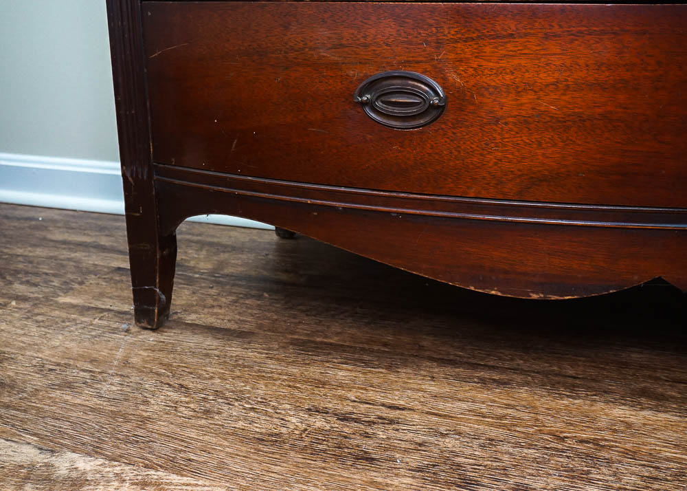 Hepplewhite Style Double Bow Front Dresser With Mirror