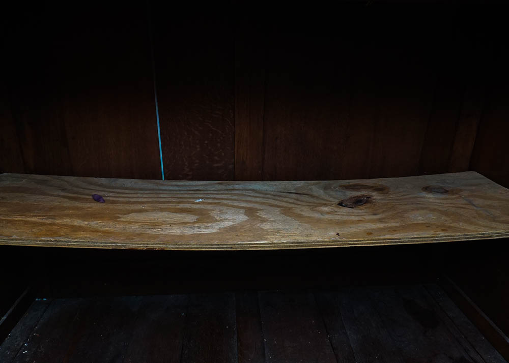 Antique Henri II Style Oak Buffet a Deux Corps w. Stained Glass