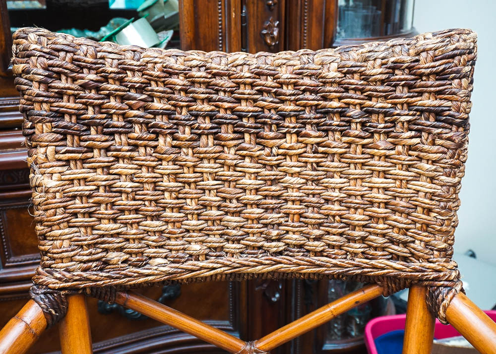 Pair of Rattan and Rope Counter Stools
