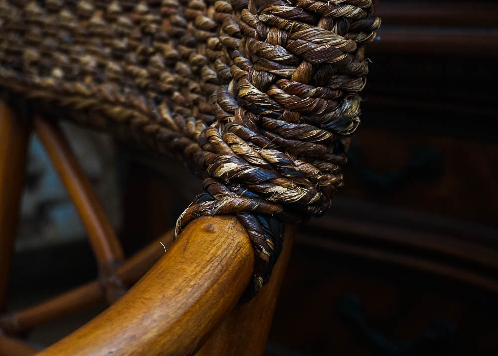 Pair of Rattan and Rope Counter Stools