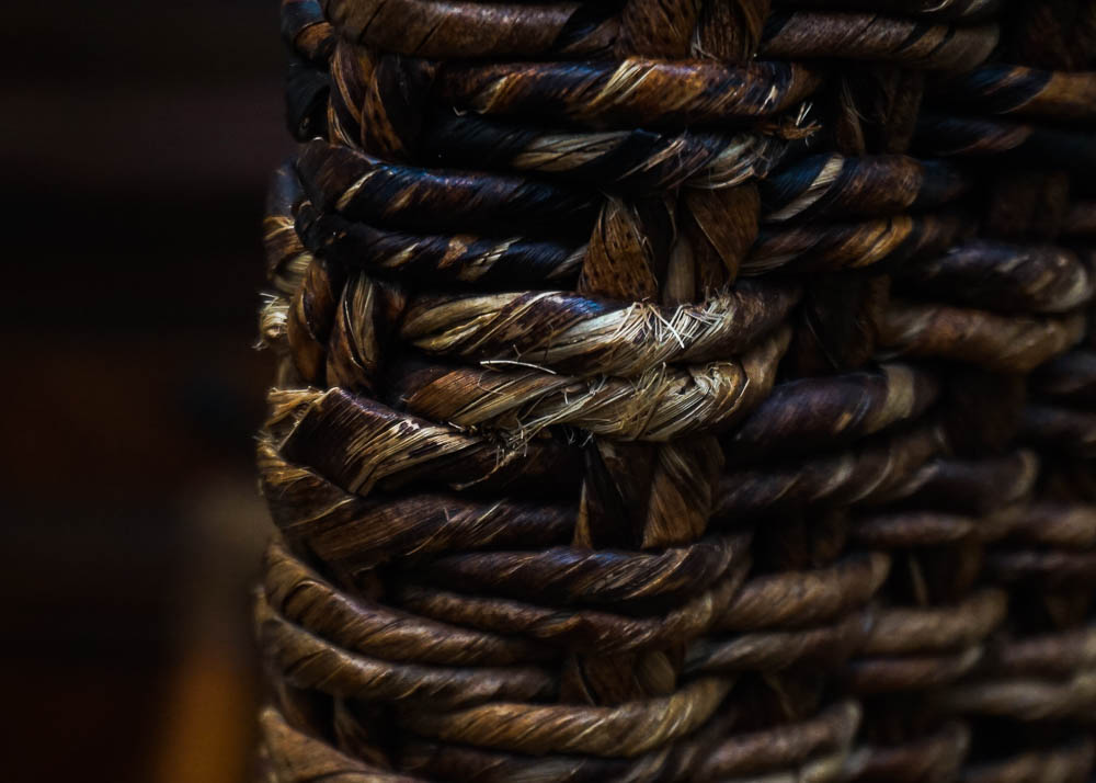 Pair of Rattan and Rope Counter Stools