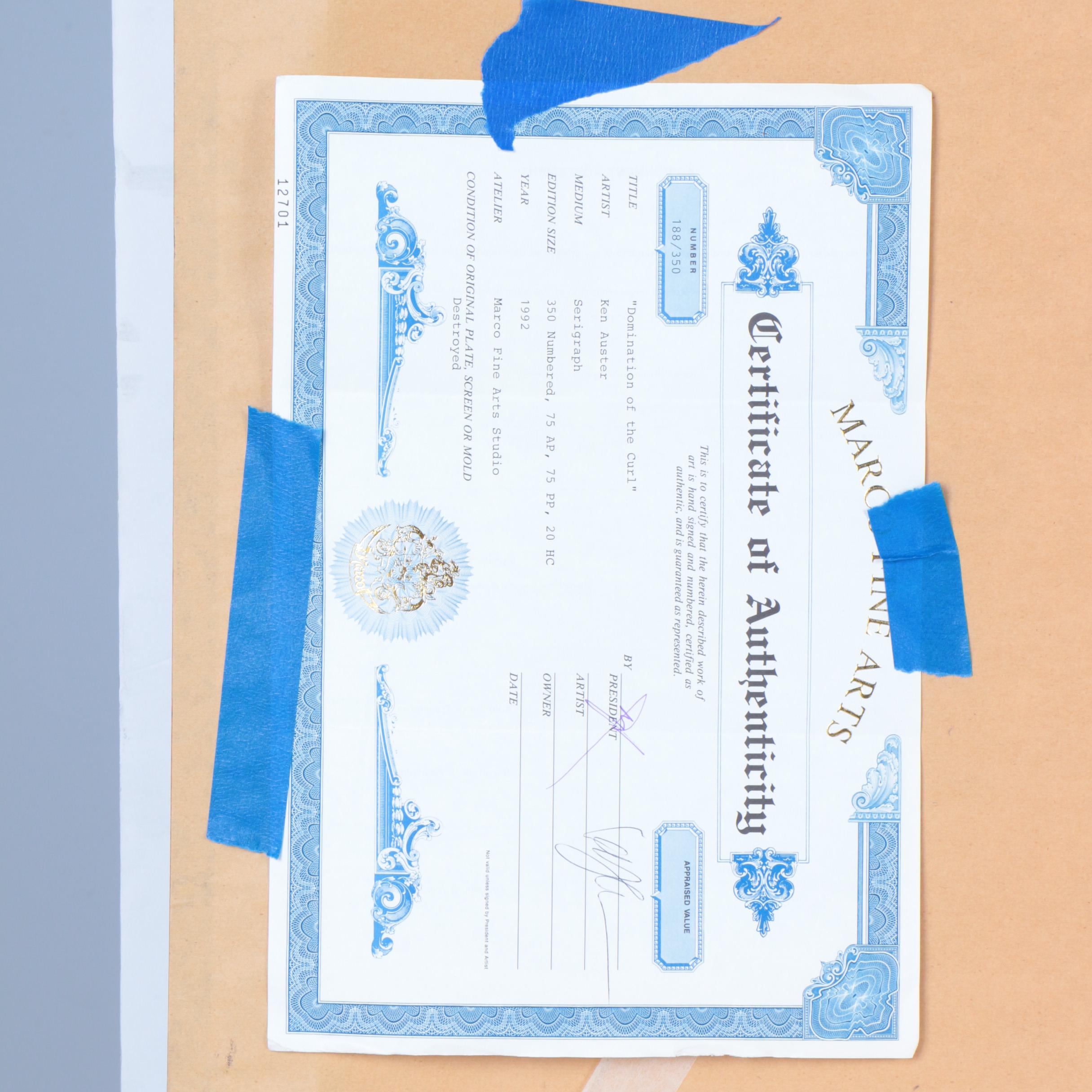 Ken Auster Limited Edition Serigraph of Surfer Greg Noll "Domination of the Curl"