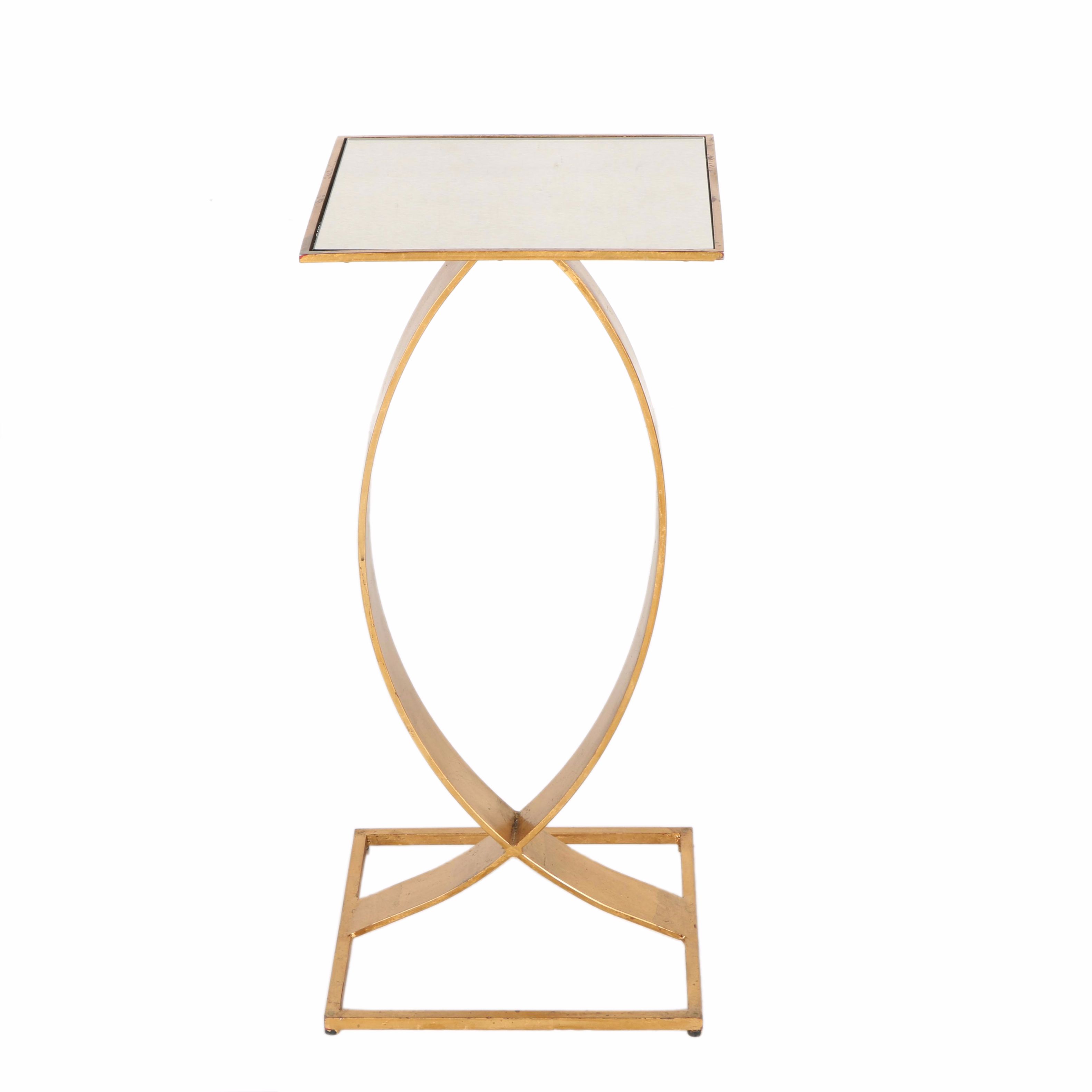 Gold Tone Mirrored Accent Table