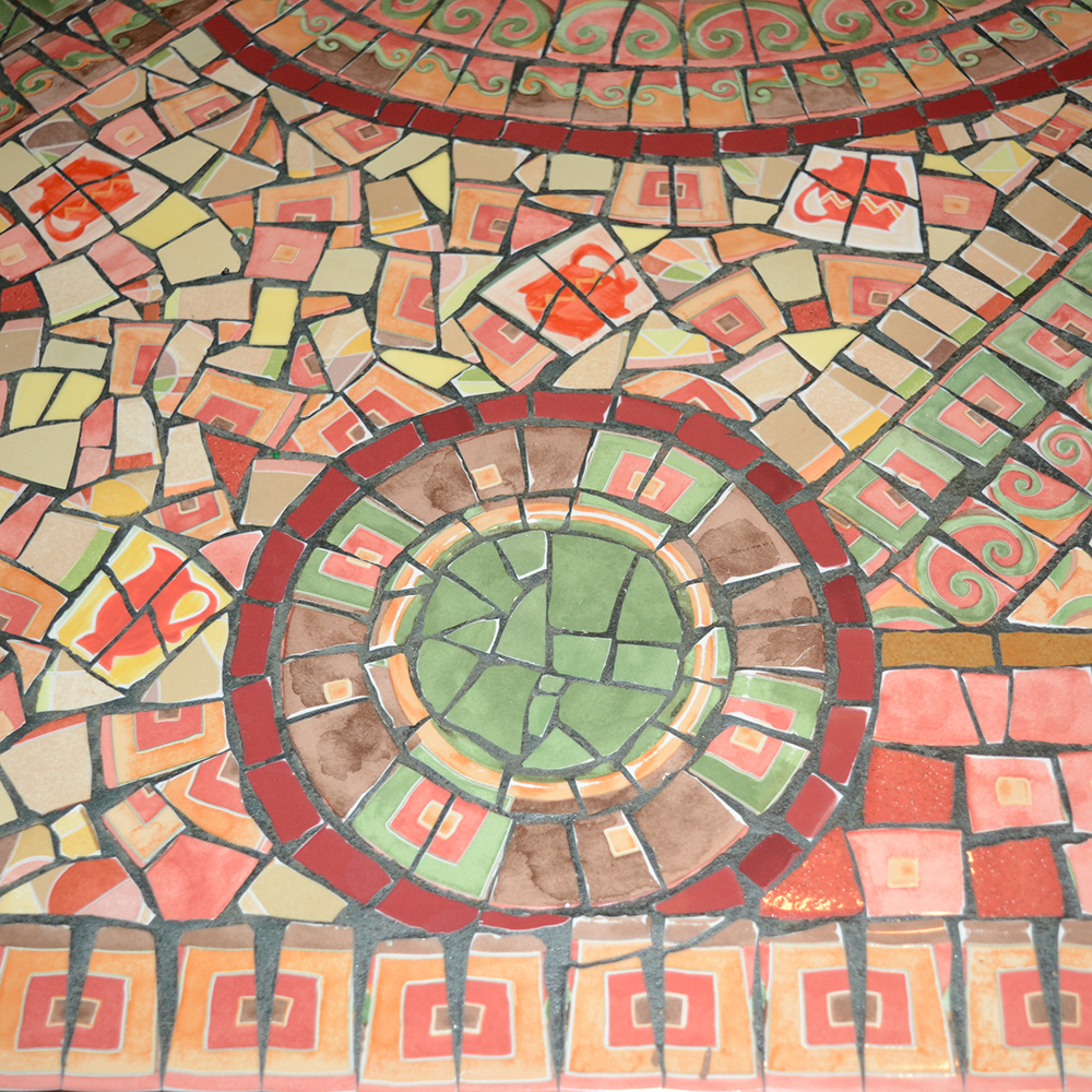 Custom Artisan Mosaic Table With Iron Legs