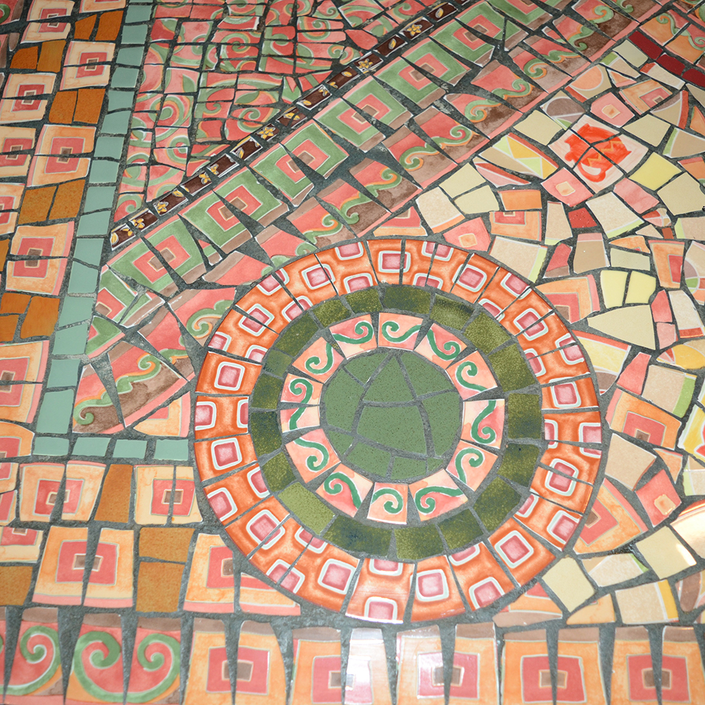 Custom Artisan Mosaic Table With Iron Legs