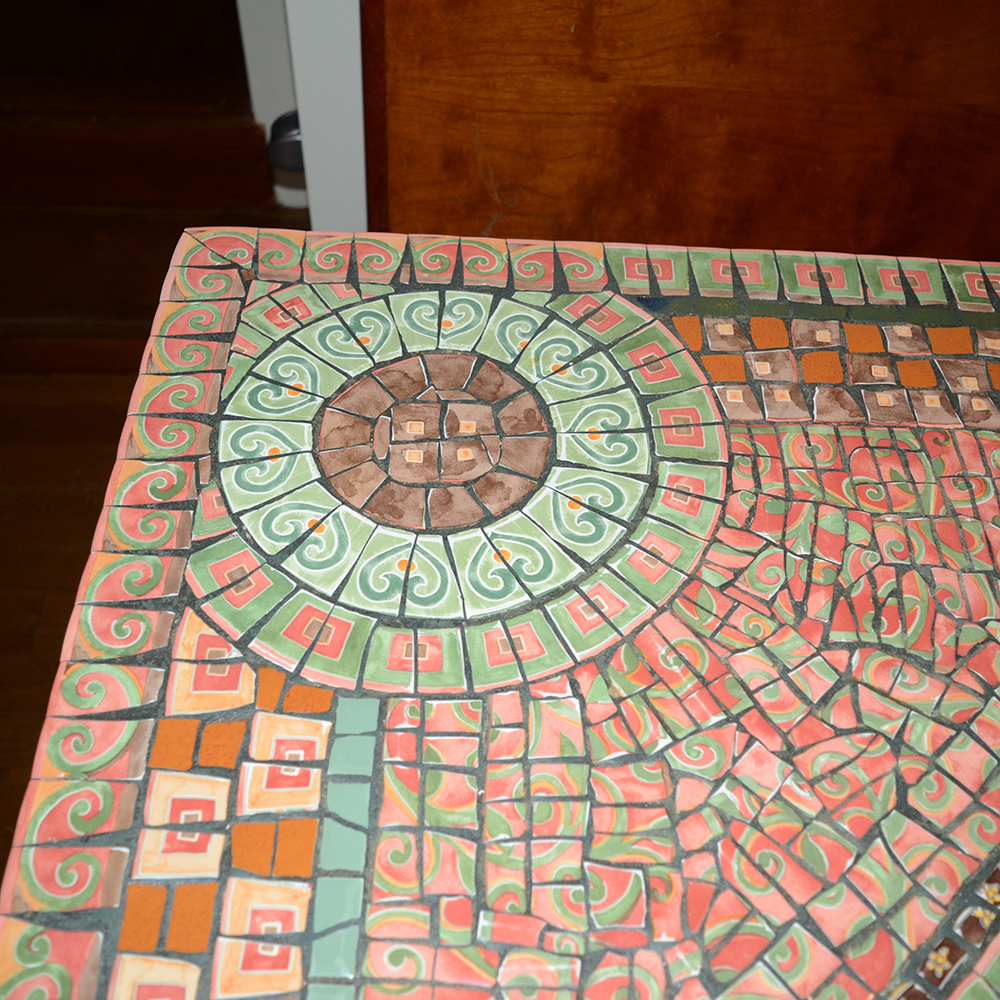 Custom Artisan Mosaic Table With Iron Legs