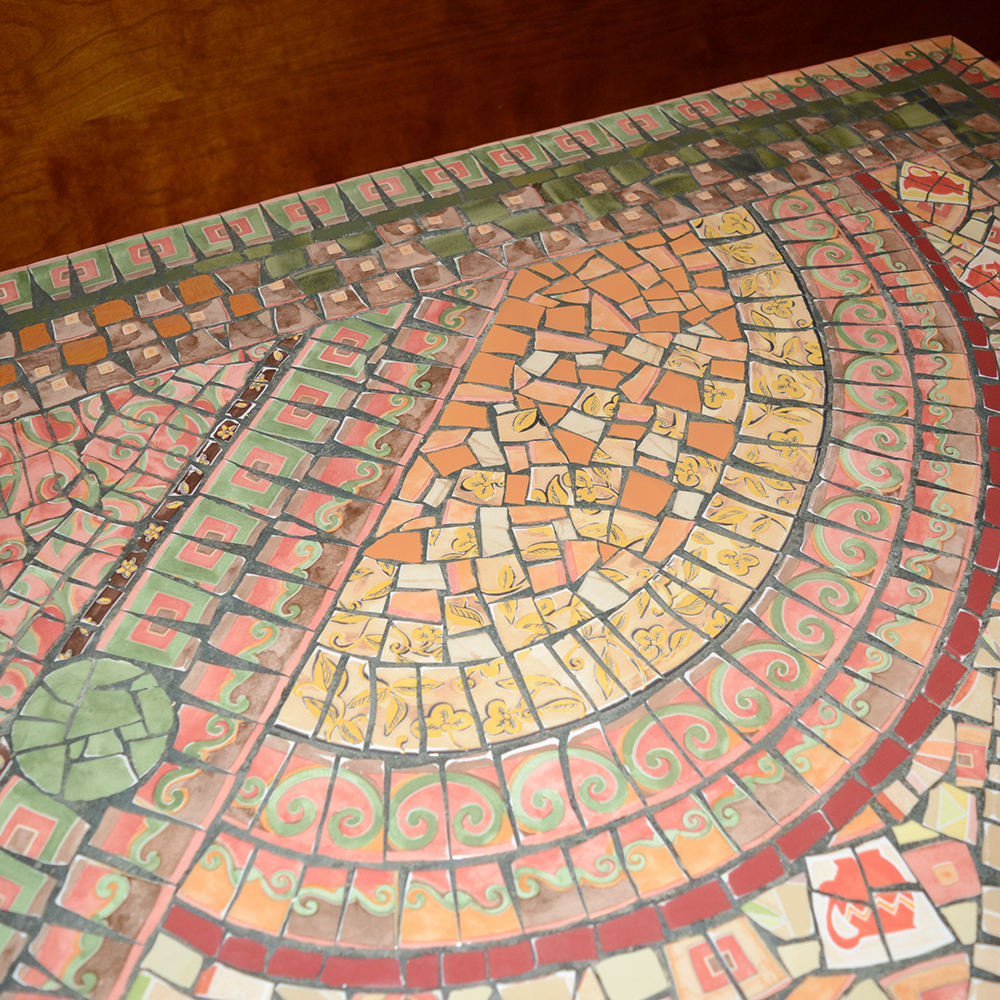 Custom Artisan Mosaic Table With Iron Legs