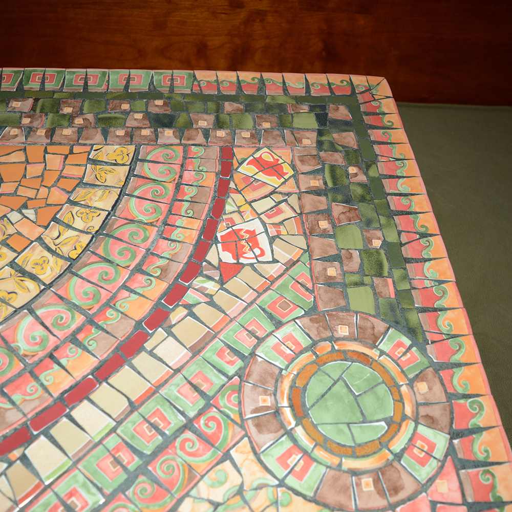 Custom Artisan Mosaic Table With Iron Legs