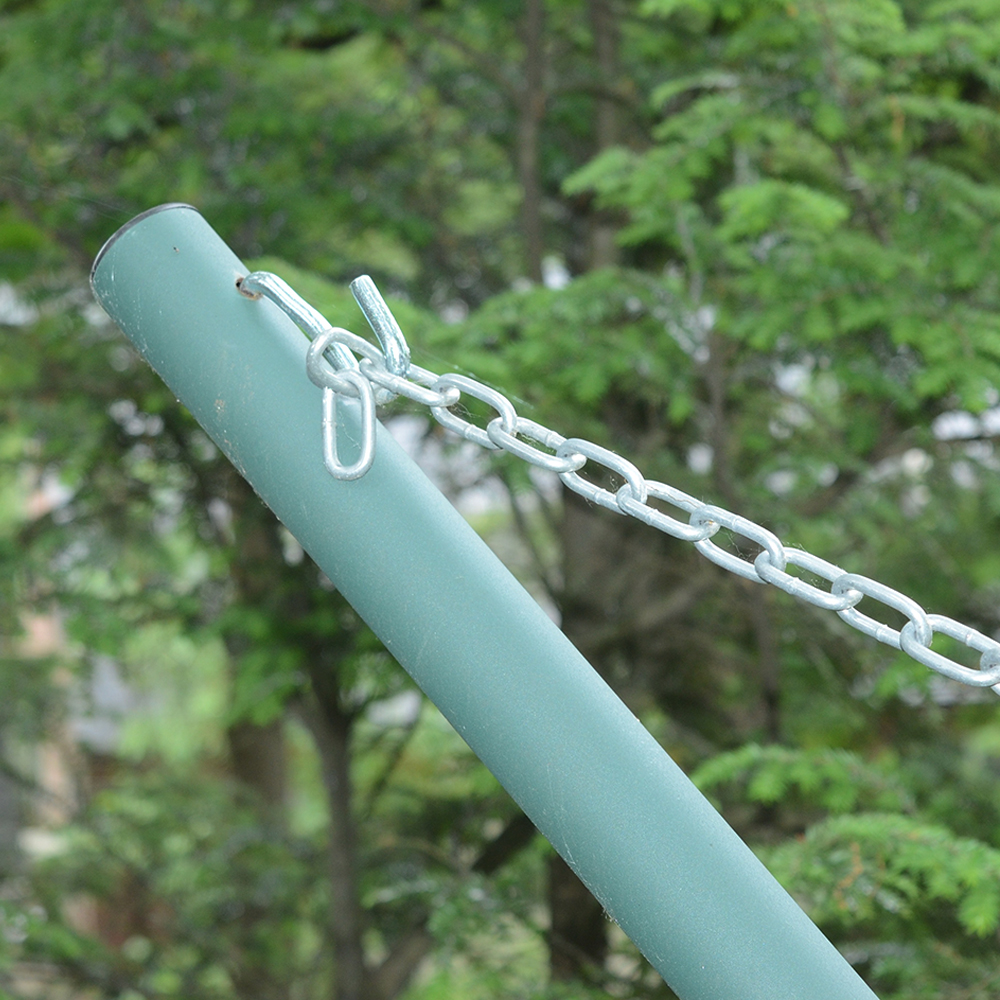 Green Striped Hammock With Self Supporting Metal Frame
