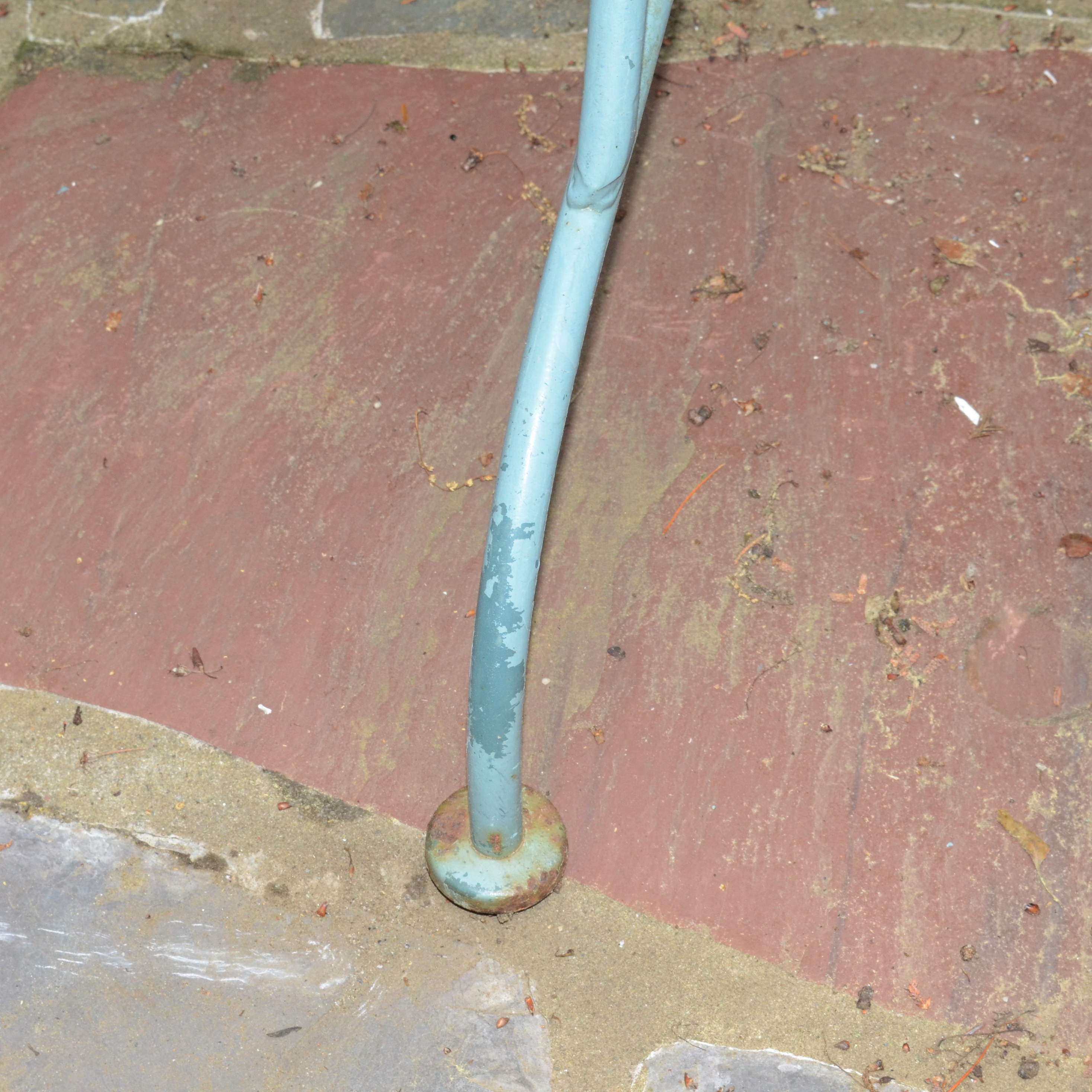 Vintage Iron Patio Set With Umbrella, Chairs and Side Table