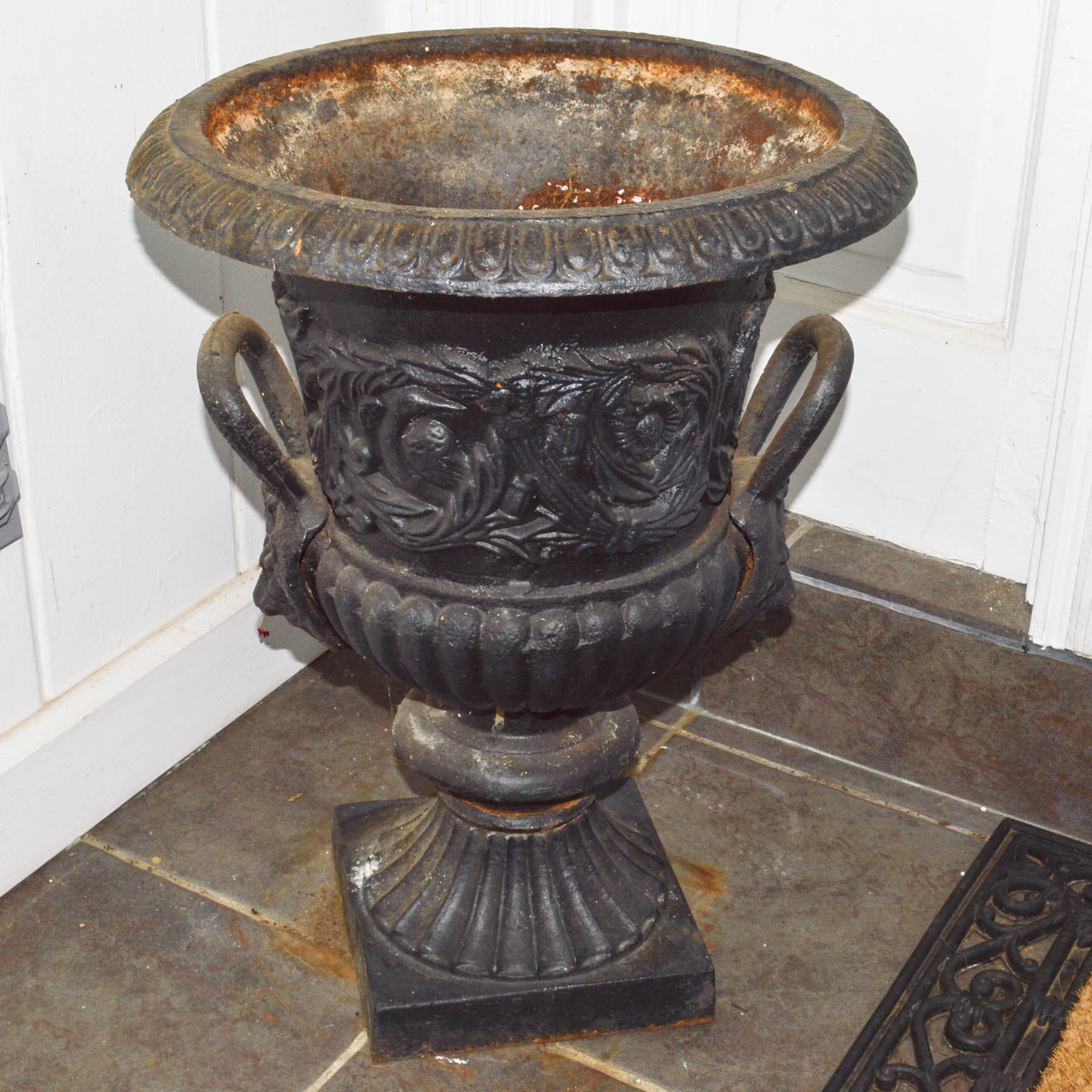 Pair of Cast Iron Urn Planters