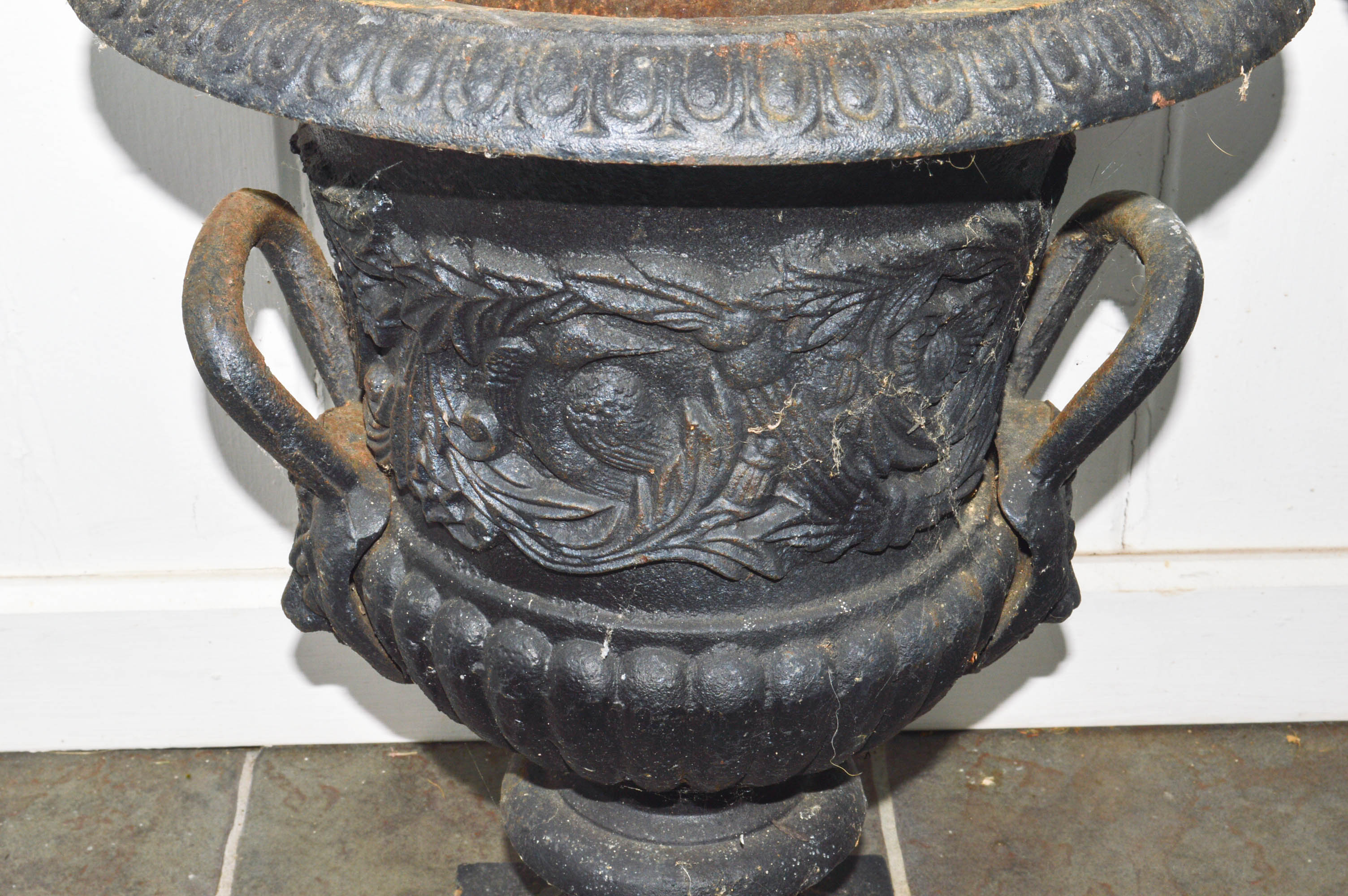 Pair of Cast Iron Urn Planters