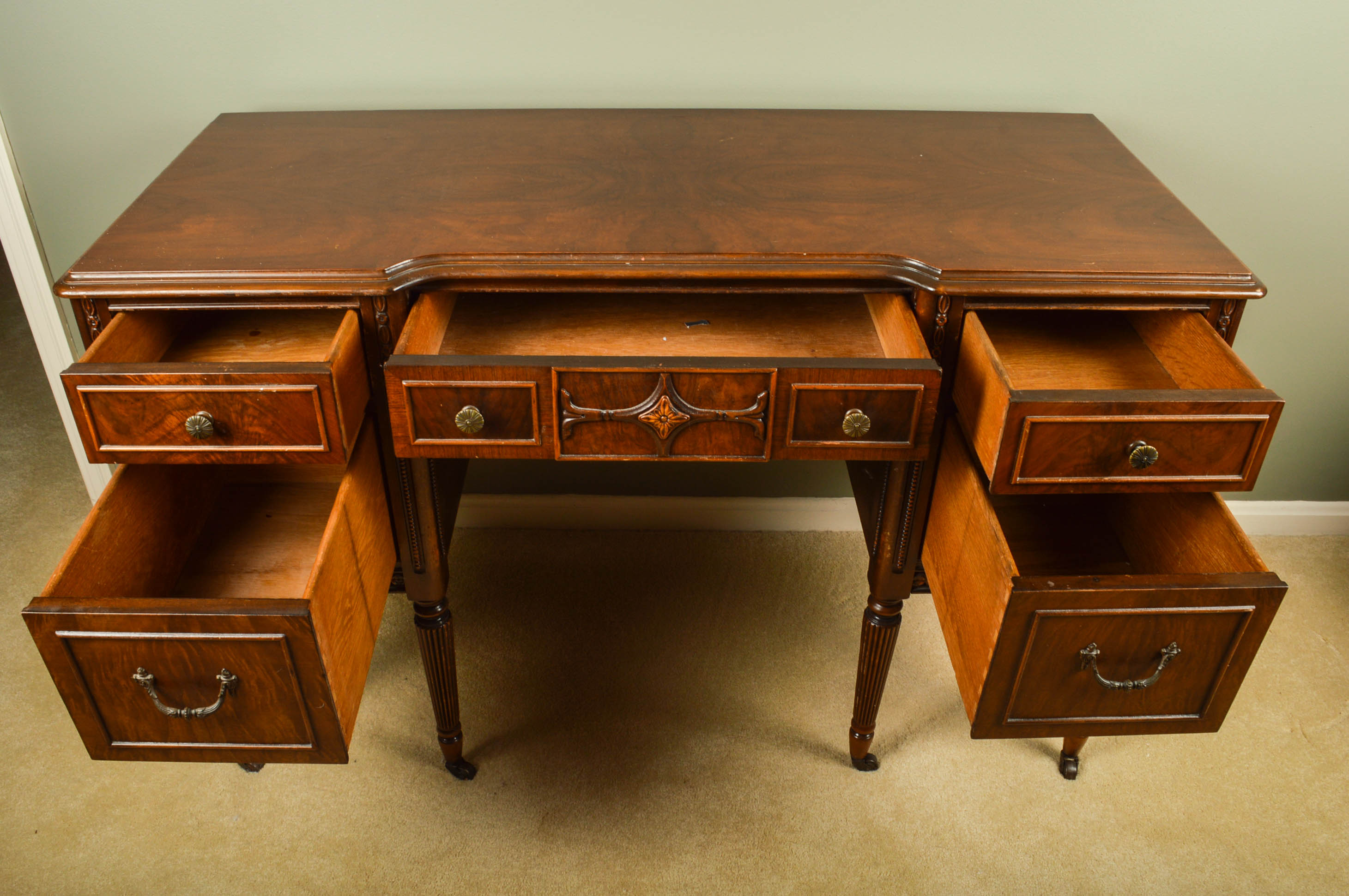 Vintage Federal Style Walnut Writing Desk