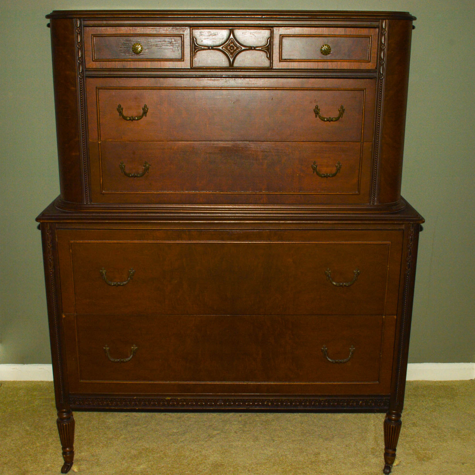 Vintage Federal Style Walnut Chest on Chest