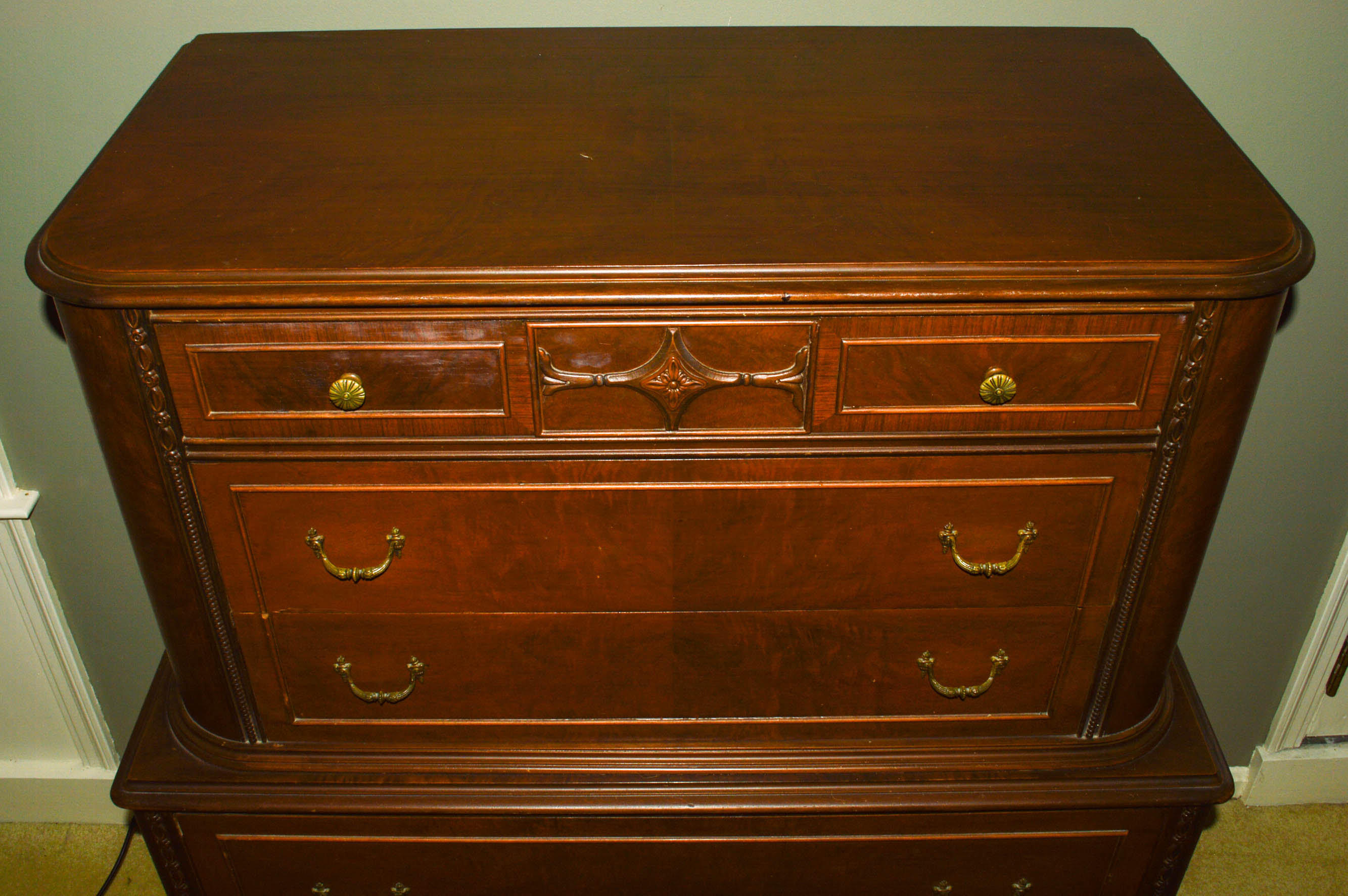 Vintage Federal Style Walnut Chest on Chest
