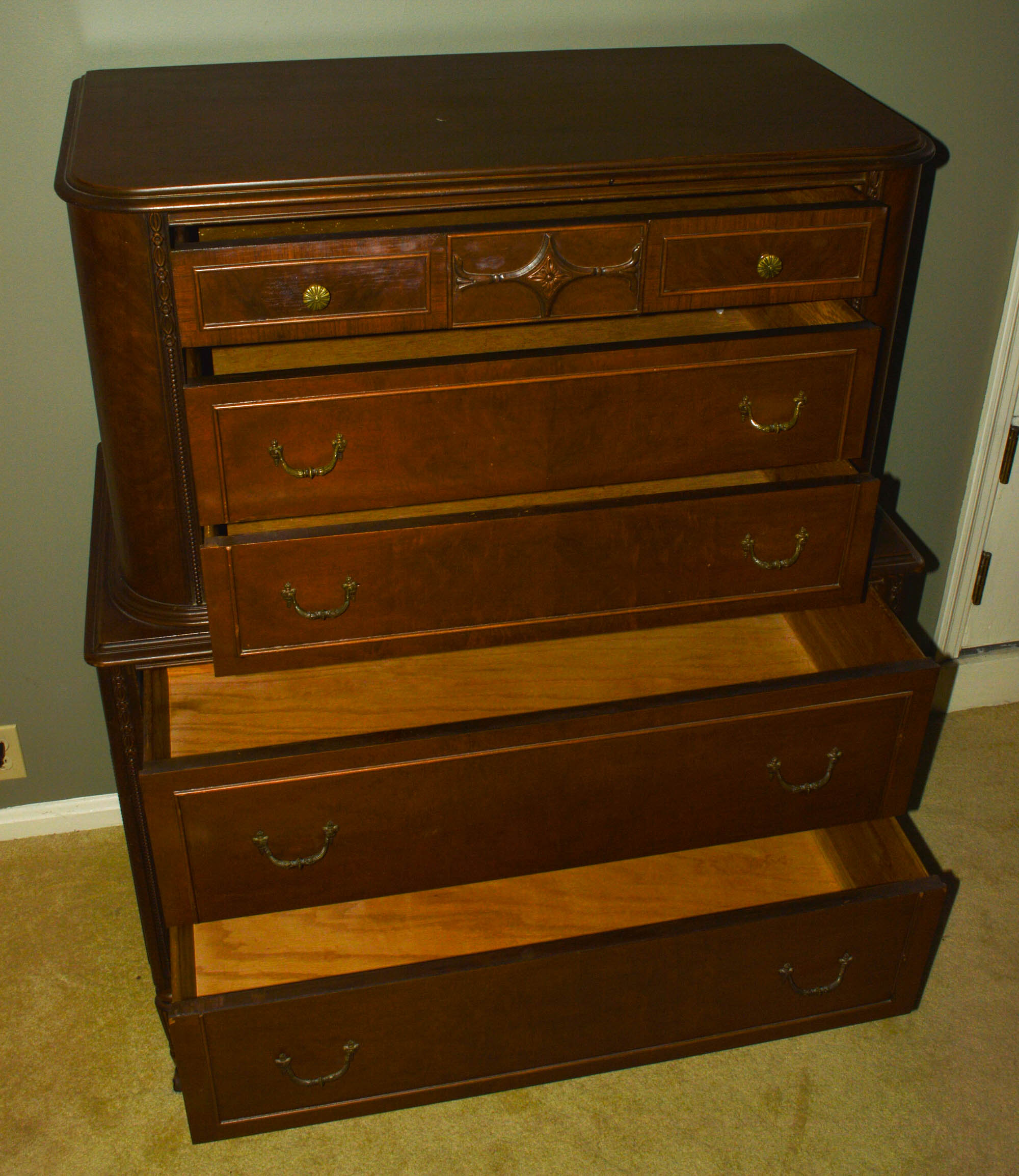 Vintage Federal Style Walnut Chest on Chest