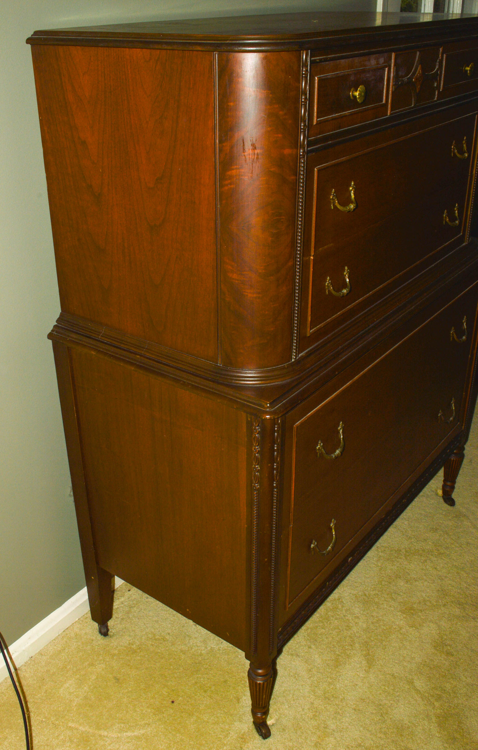 Vintage Federal Style Walnut Chest on Chest