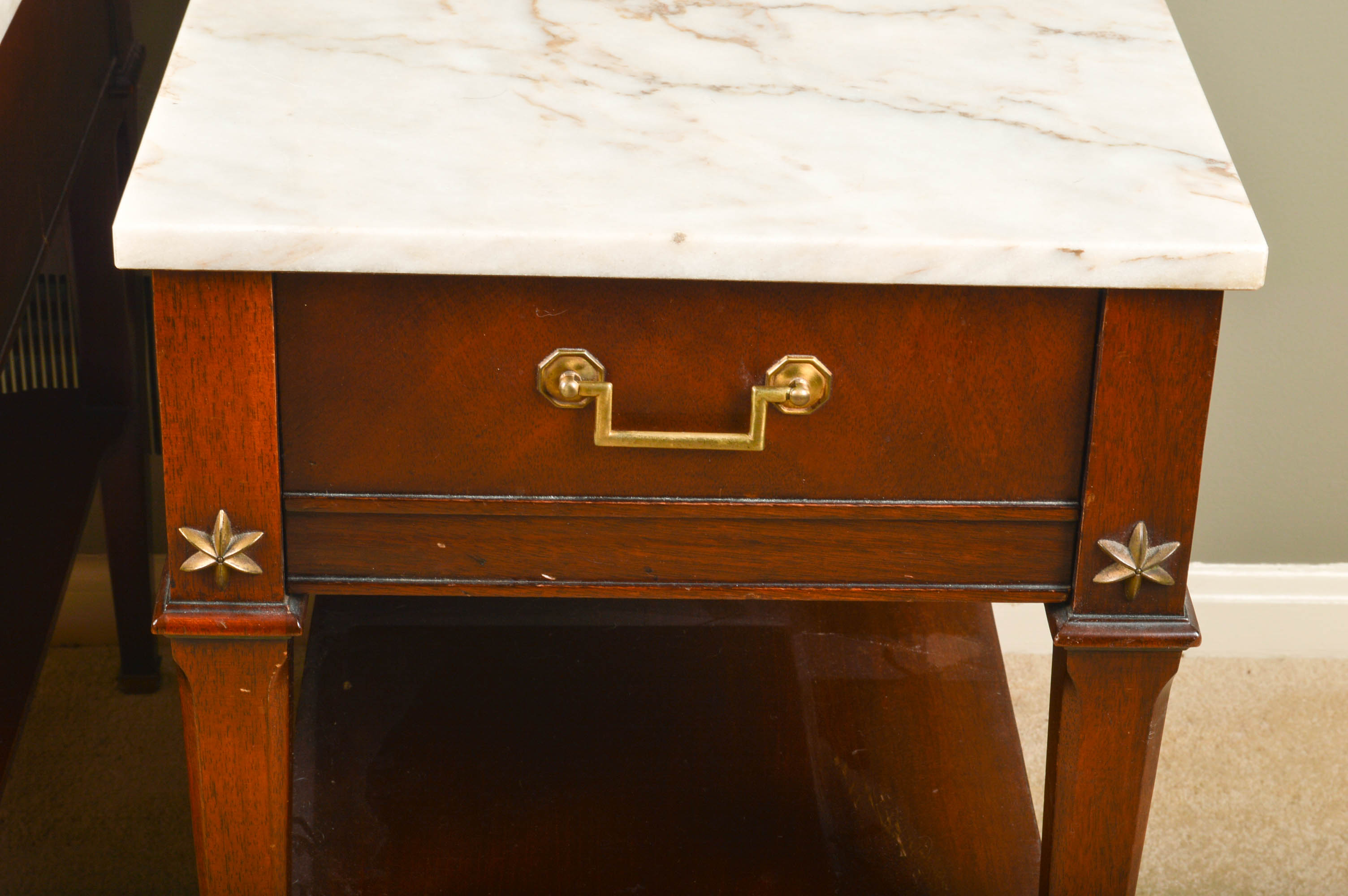 Pair of Vintage Marble Topped End Tables