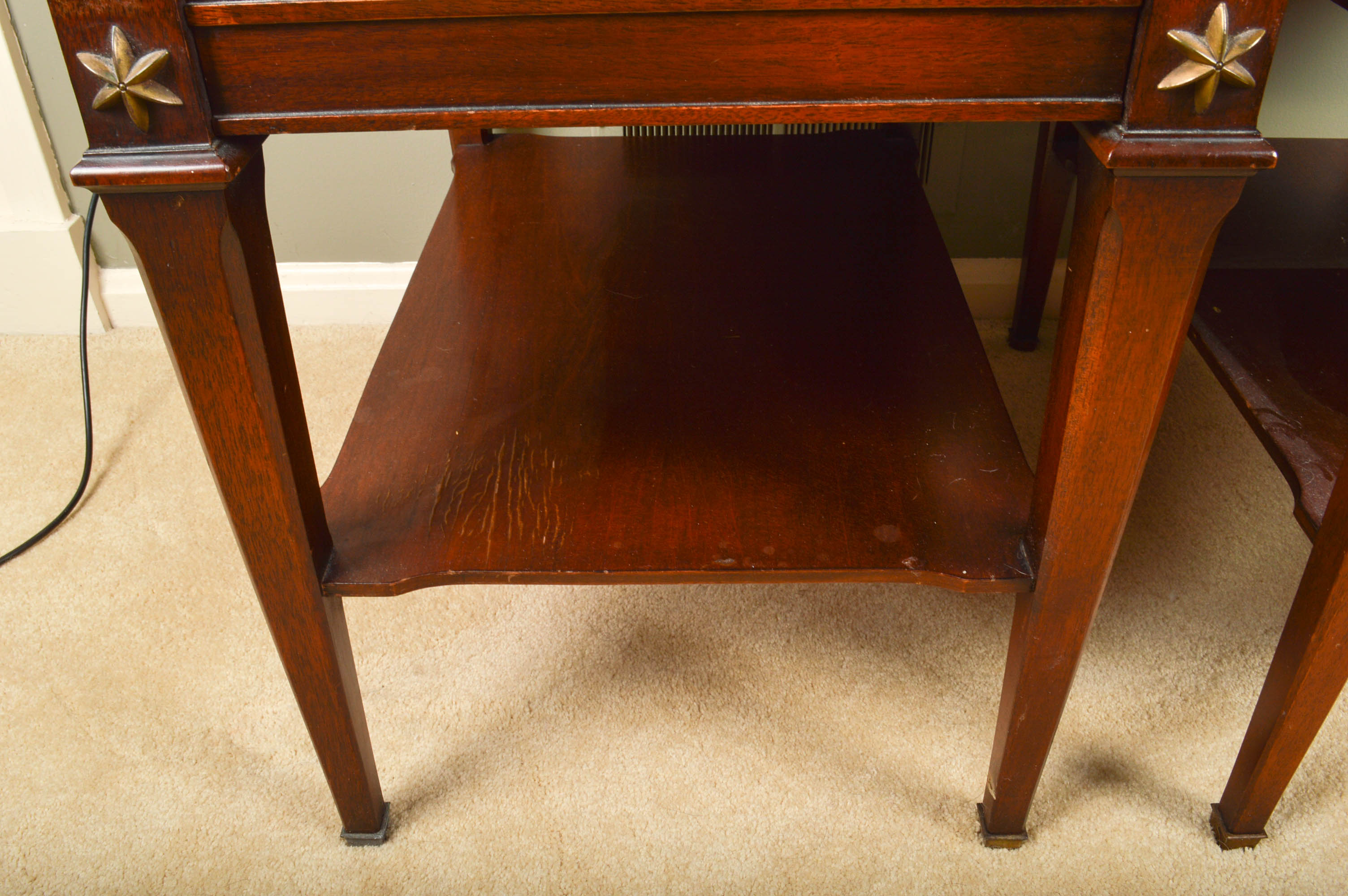 Pair of Vintage Marble Topped End Tables