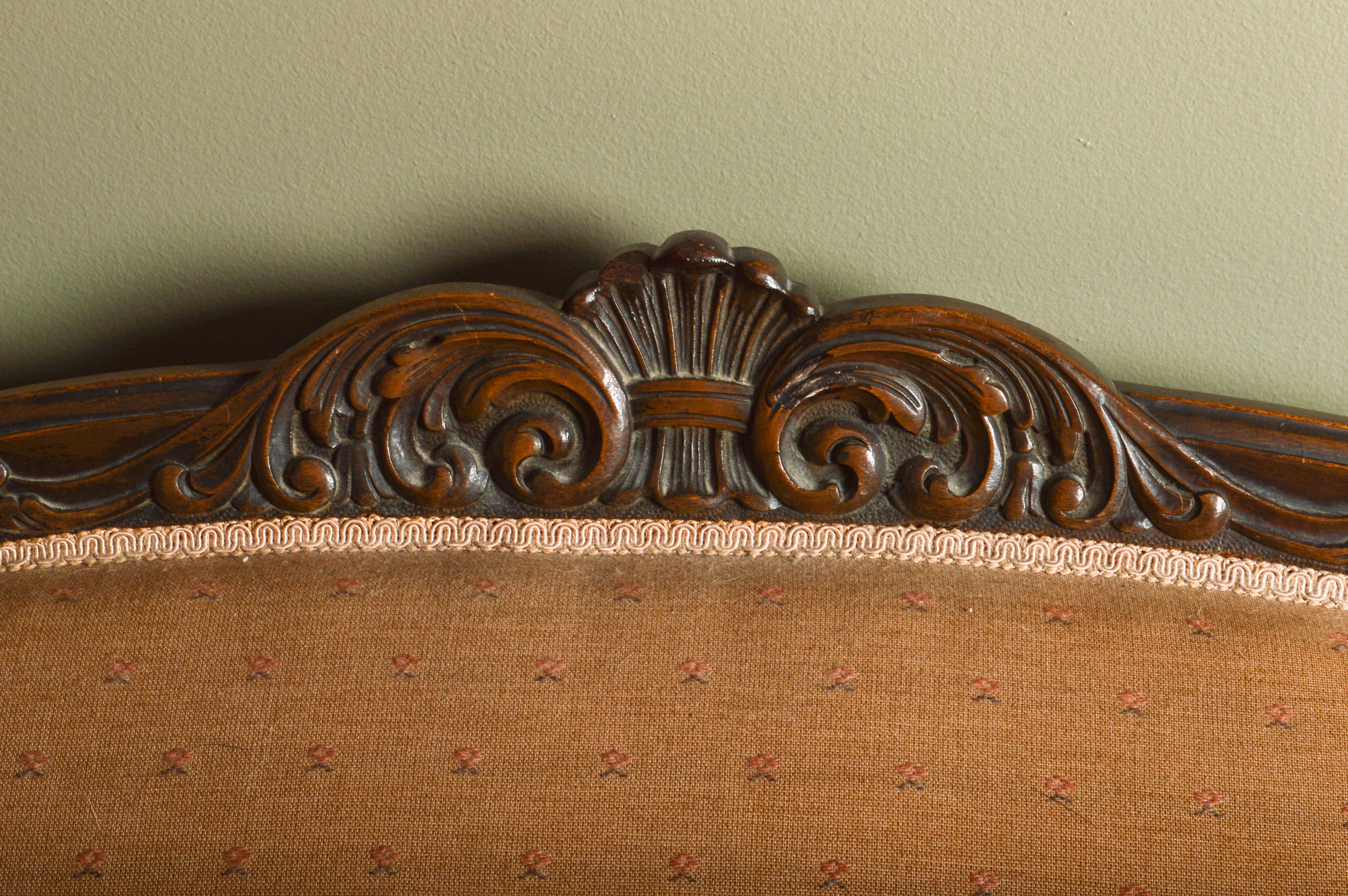 Victorian Walnut Camelback Sofa