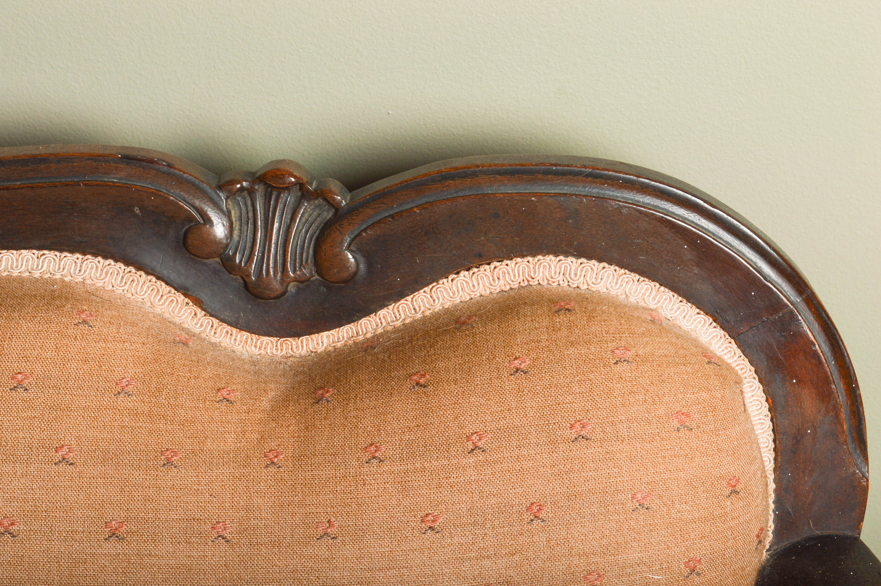 Victorian Walnut Camelback Sofa