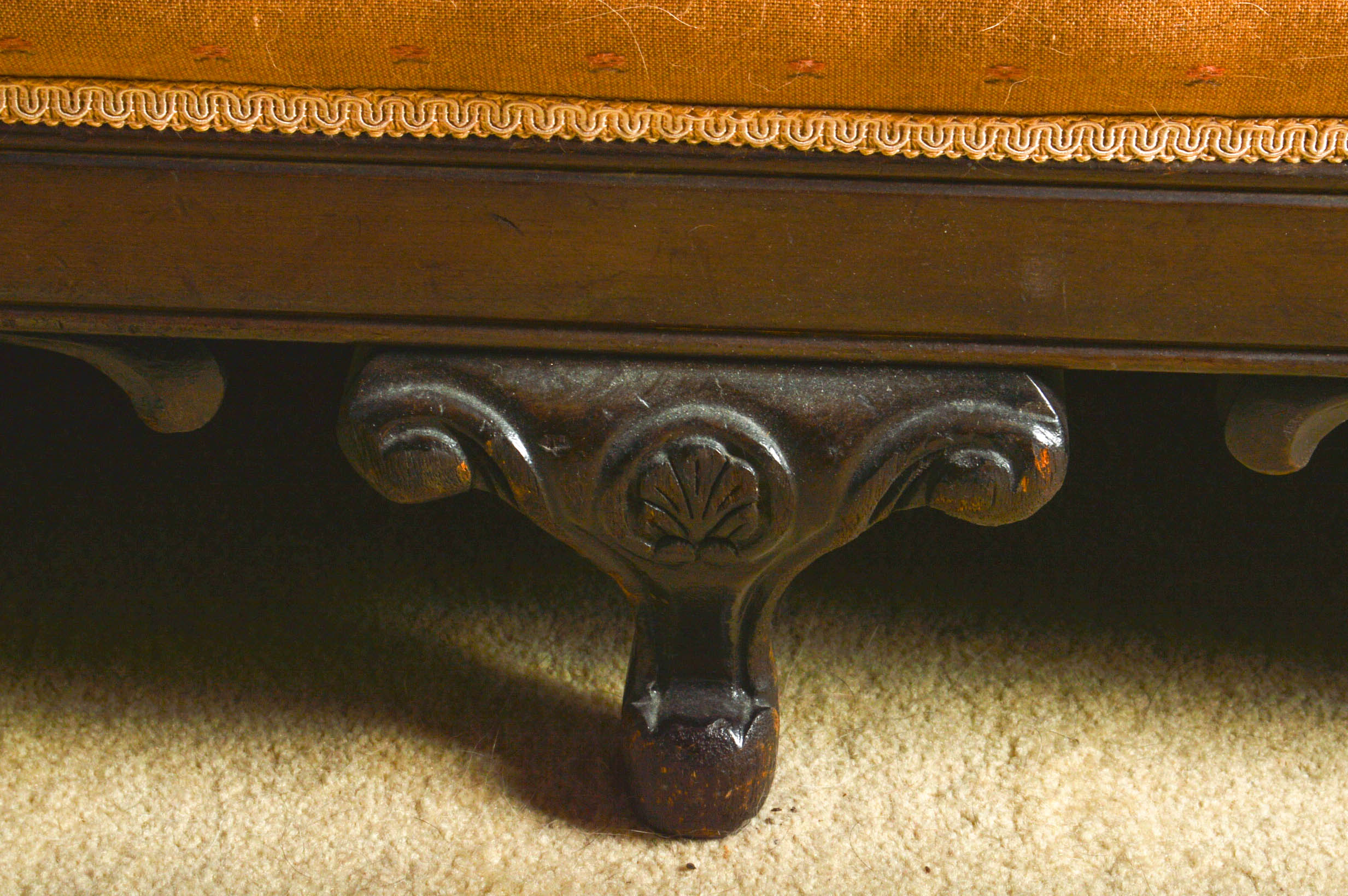 Victorian Walnut Camelback Sofa