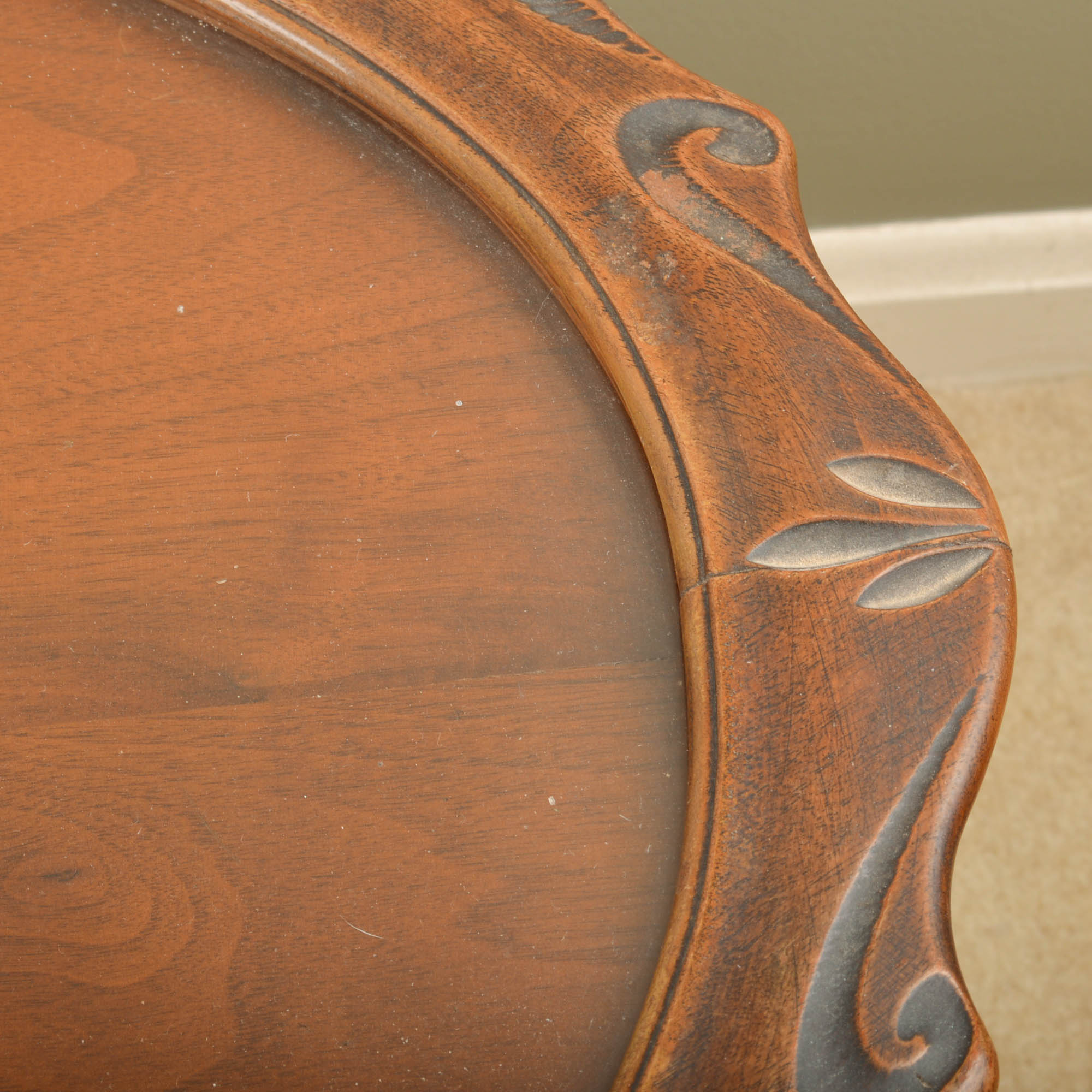 Vintage Carved Walnut Eagle Table With Tray Top