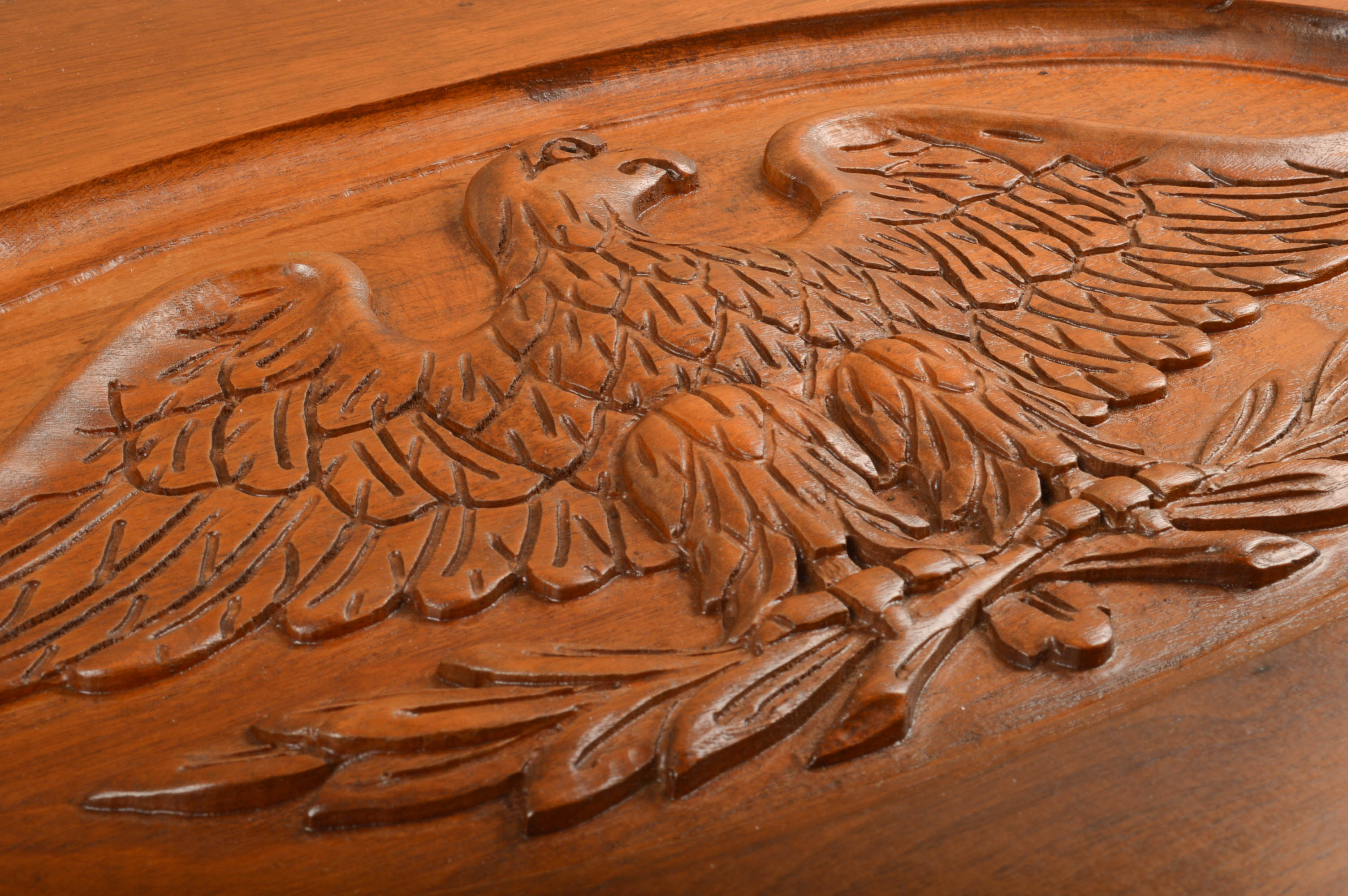 Vintage Carved Walnut Eagle Table With Tray Top