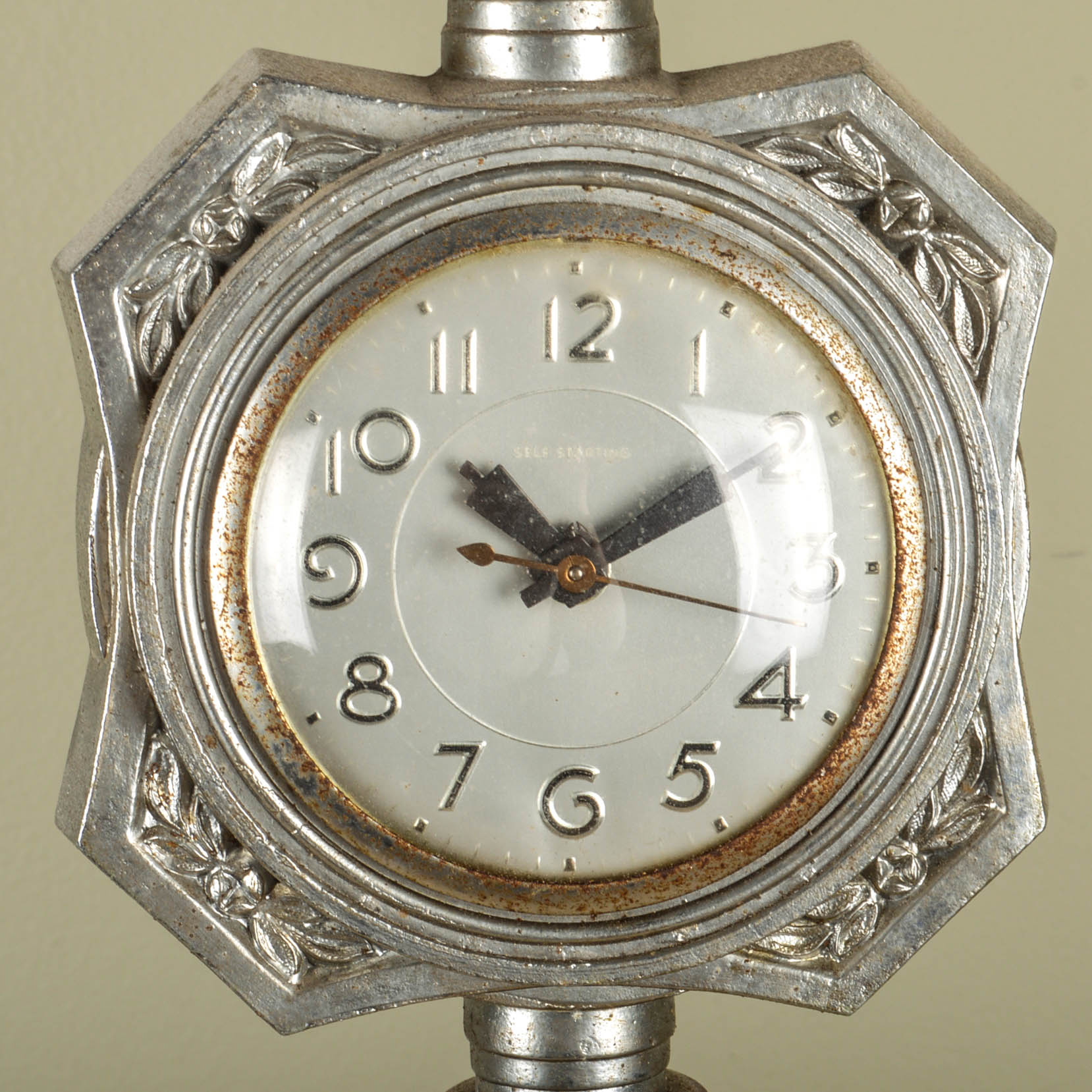 Art Deco Floor Lamp With Lighted Base and Built-In Clock