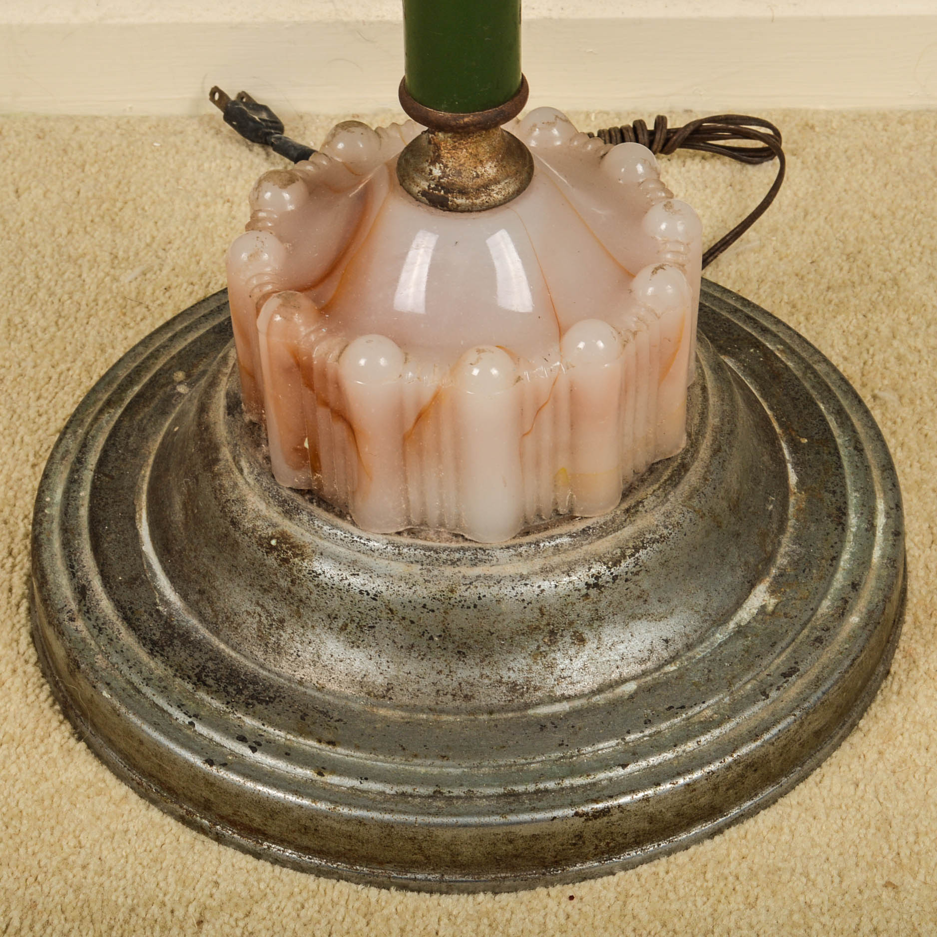 Art Deco Floor Lamp With Lighted Base and Built-In Clock