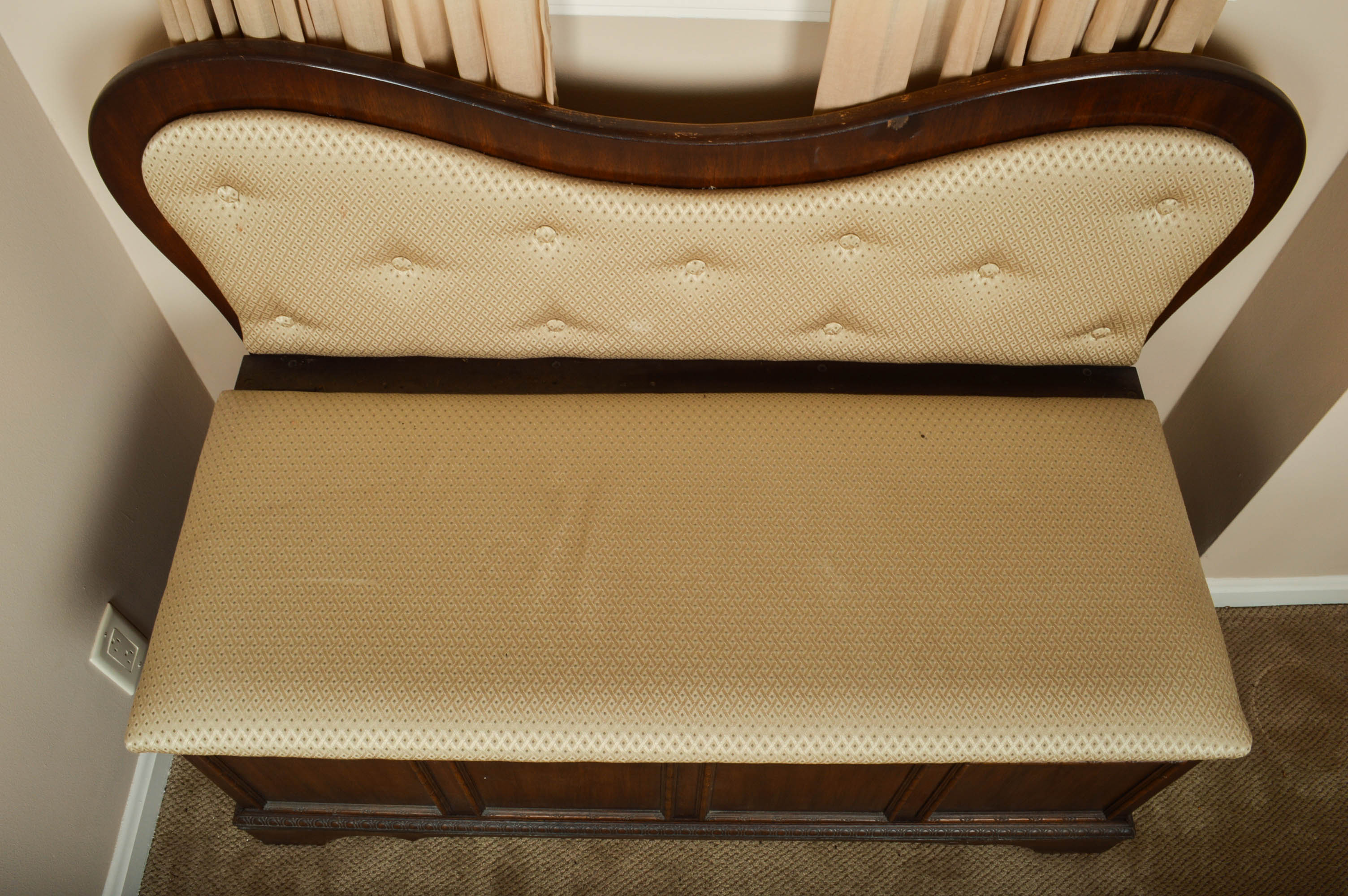 Vintage Cedar Chest With Upholstered Bench Seat and Back by Lane