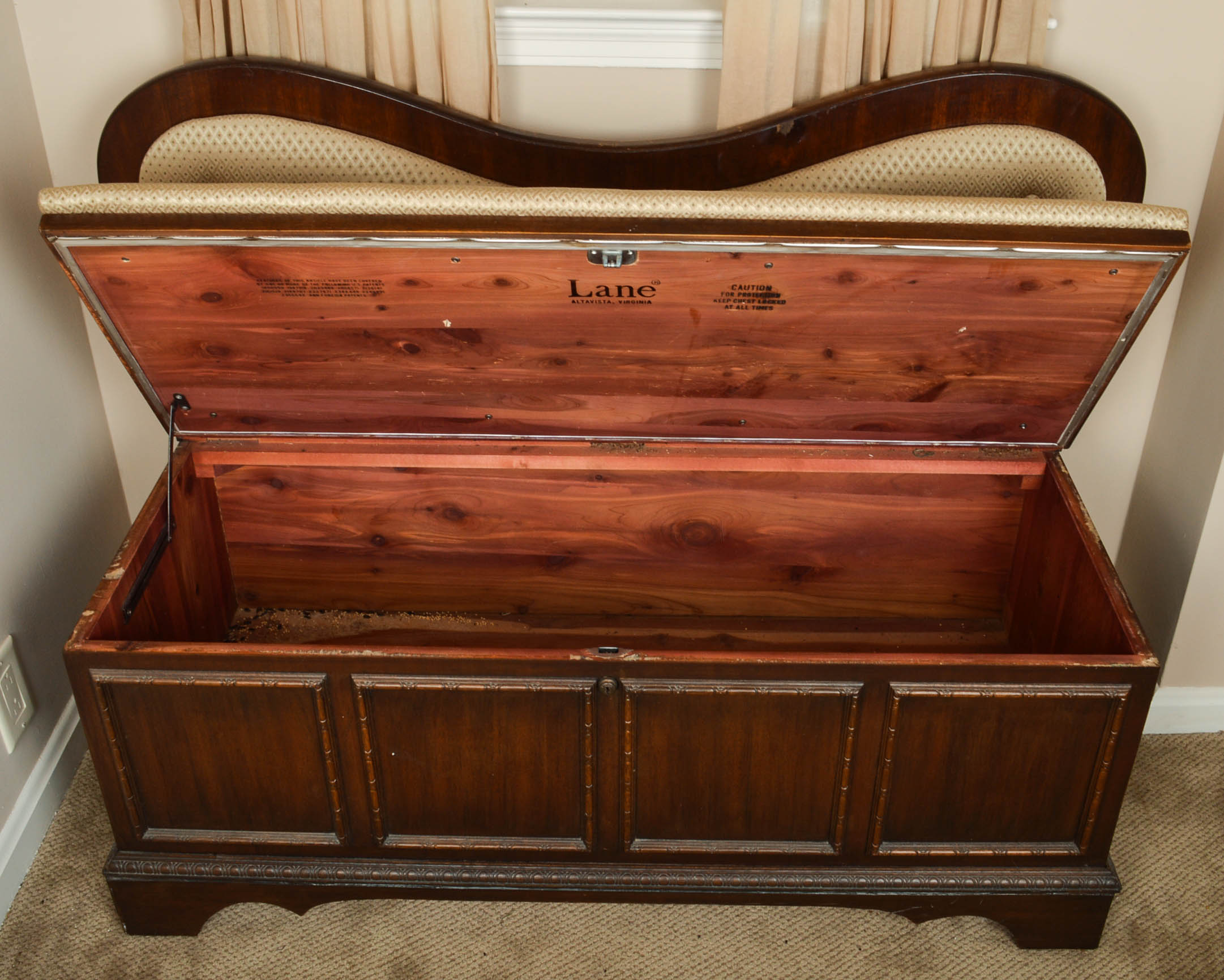 Vintage Cedar Chest With Upholstered Bench Seat and Back by Lane