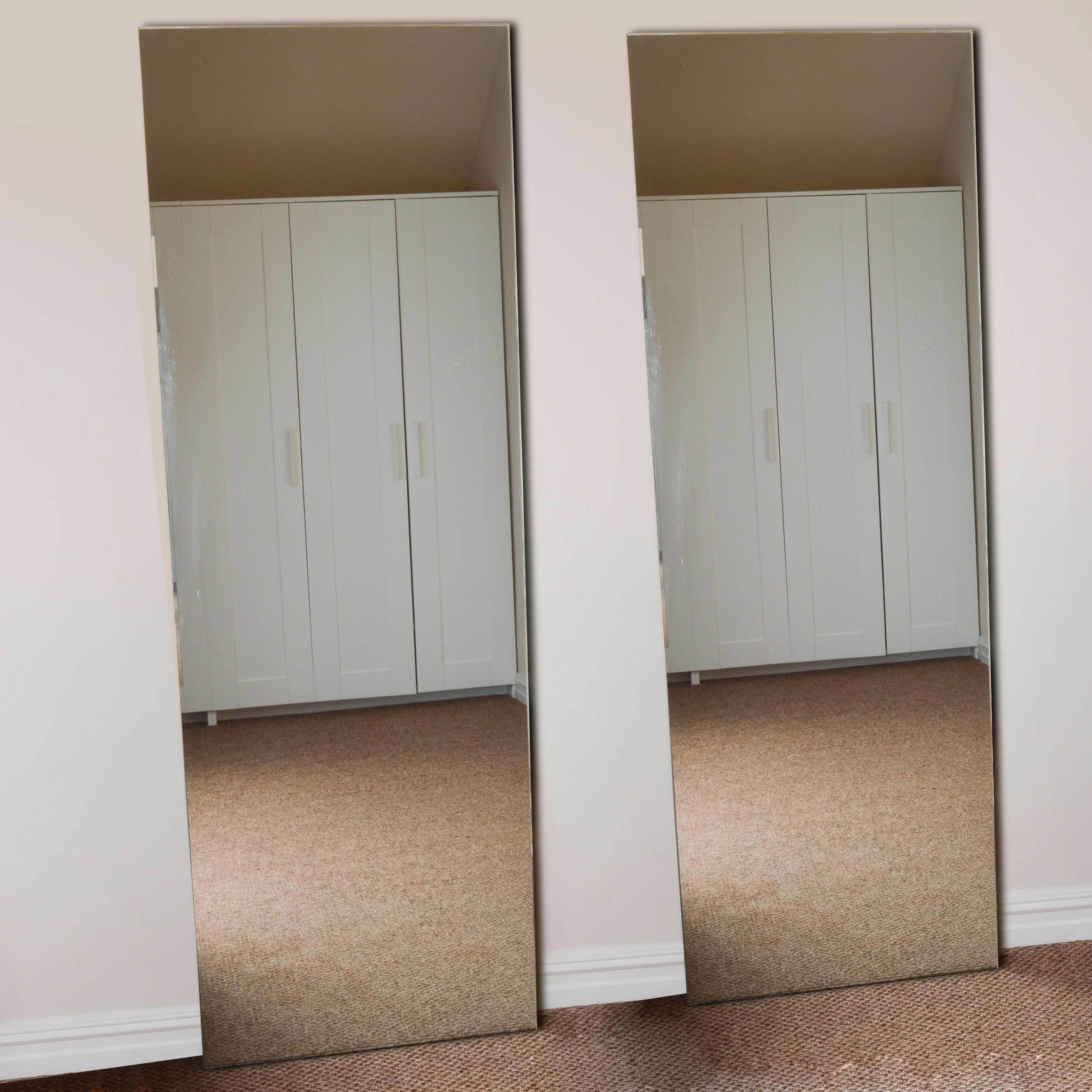 Pair of Large Frameless Freestanding Mirrors