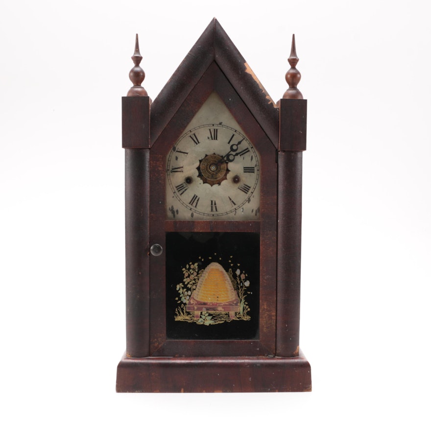 Antique New Haven Clock Co. Wooden Chapel Clock