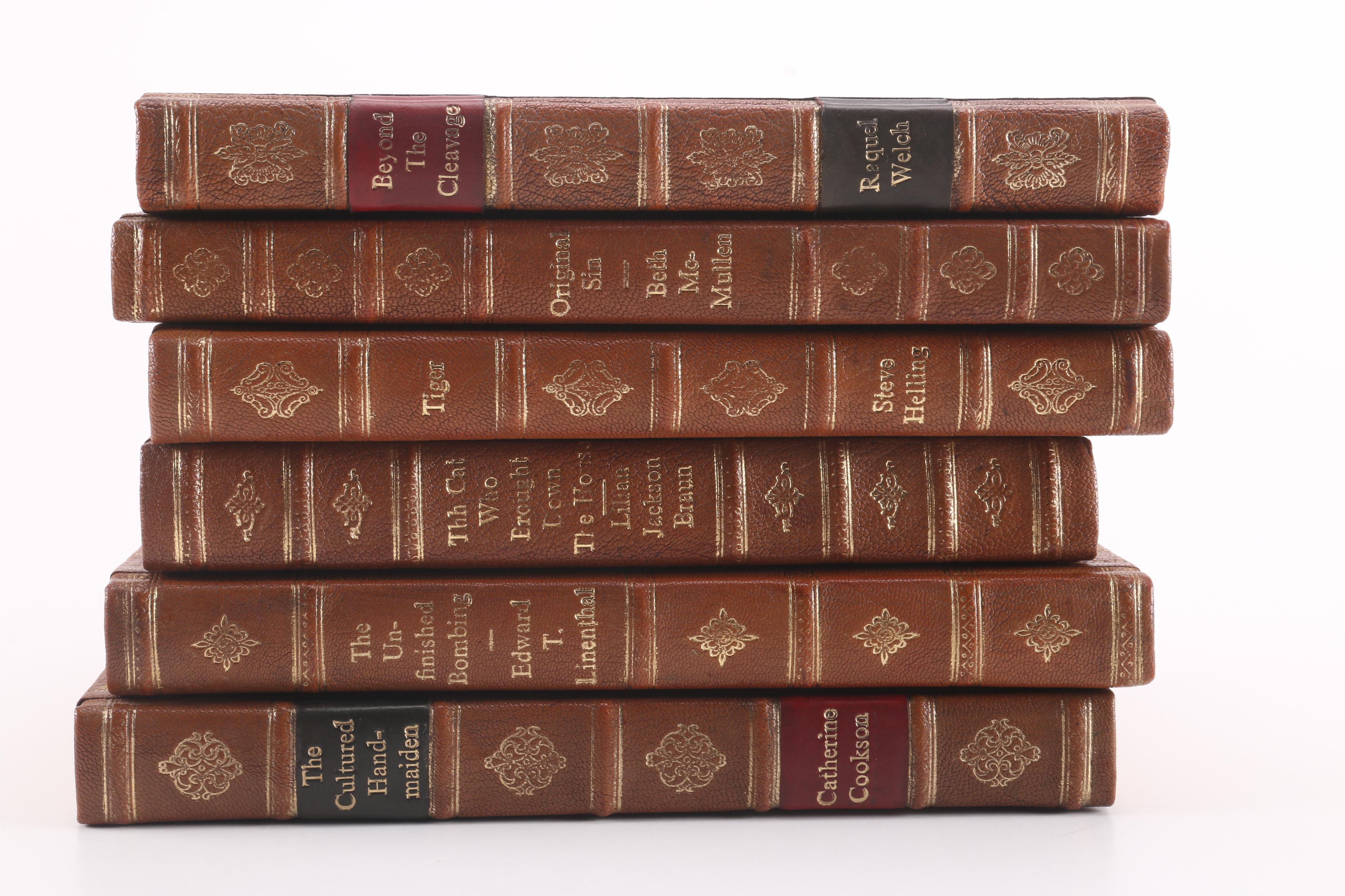 Leather Bound Books Including First Edition "The Cultured Handmaiden" by Catherine Cookson