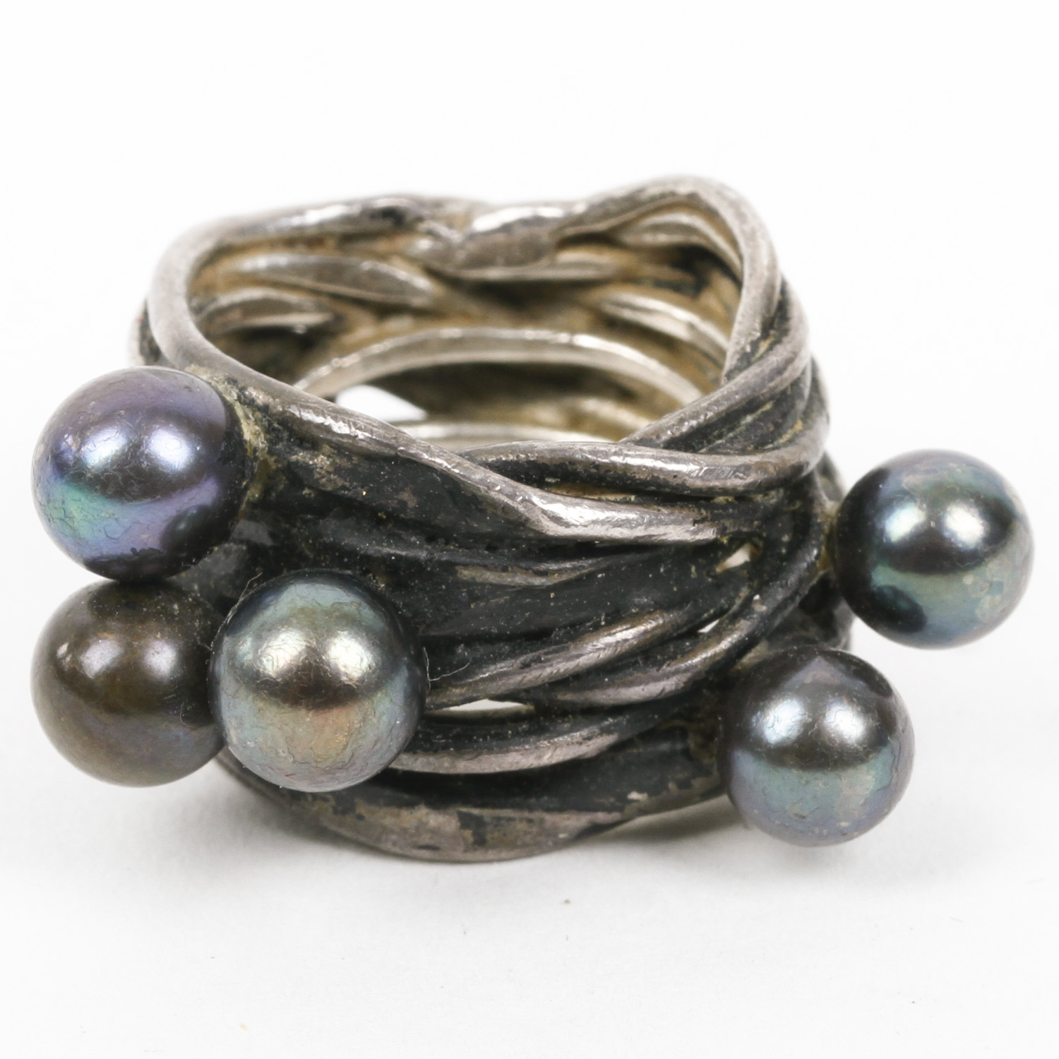 Sterling Silver and Black Pearl Statement Ring