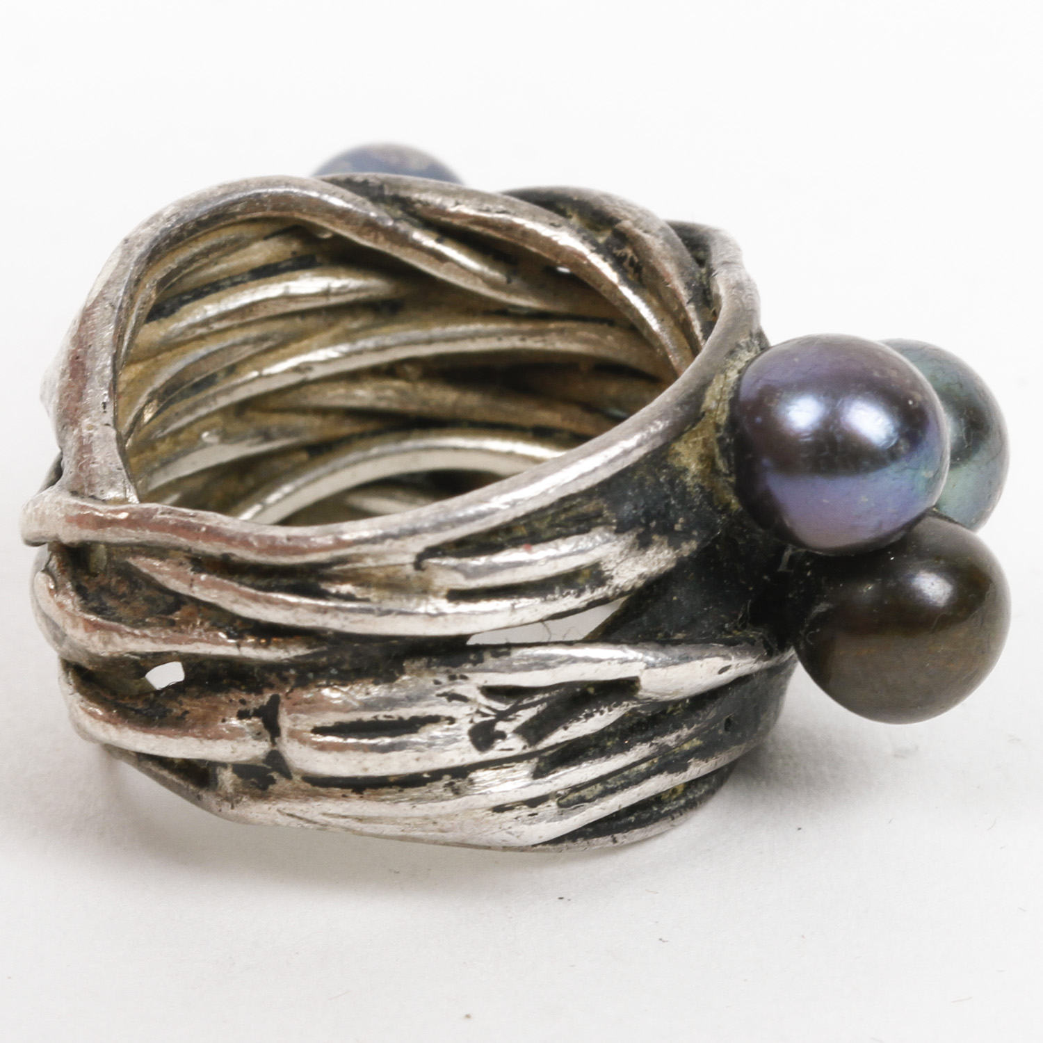 Sterling Silver and Black Pearl Statement Ring