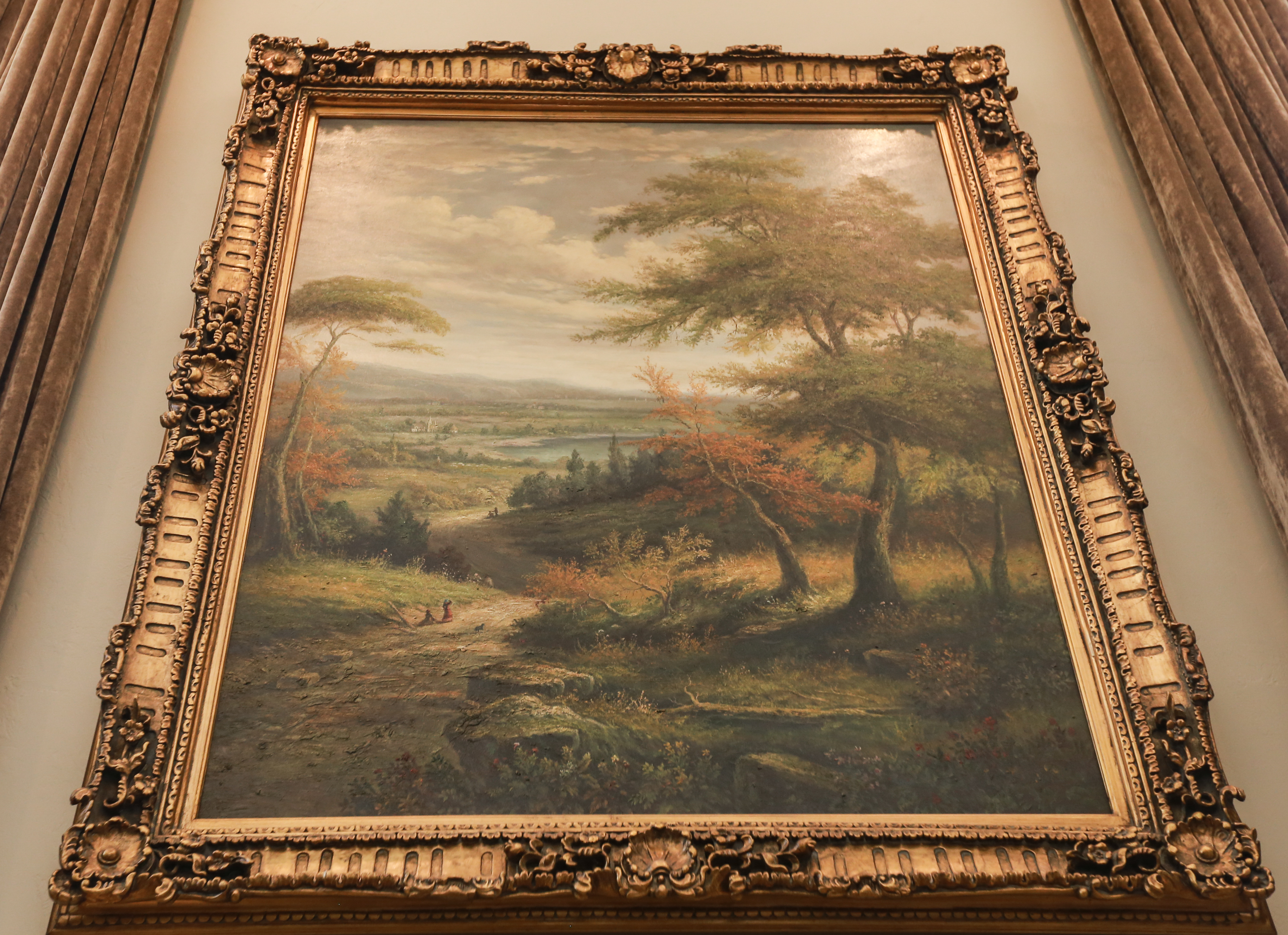 Oil Painting on Canvas of a Barbizon School Style Landscape
