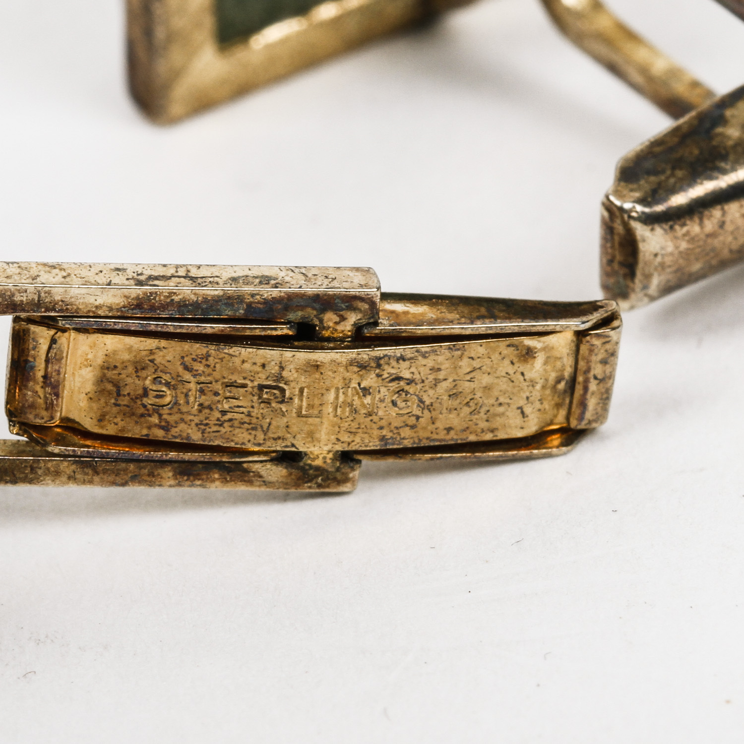 Sterling Silver and Jadeite Jade Cufflinks