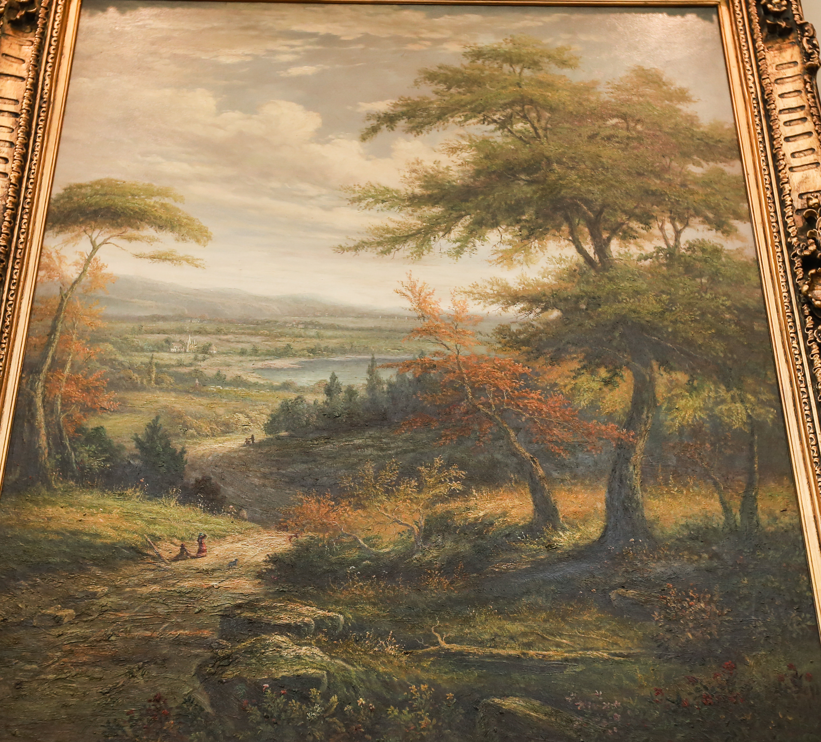 Oil Painting on Canvas of a Barbizon School Style Landscape