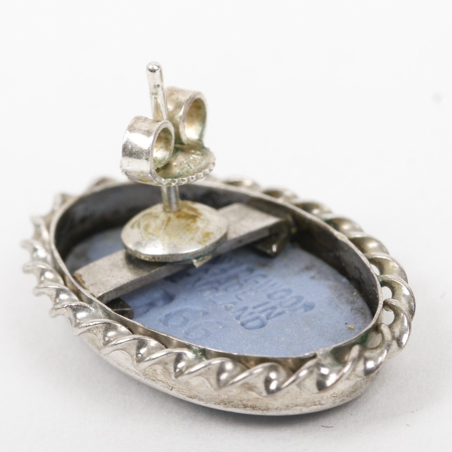 Wedgwood Blue Jasperware Sterling Silver Cameo Earrings