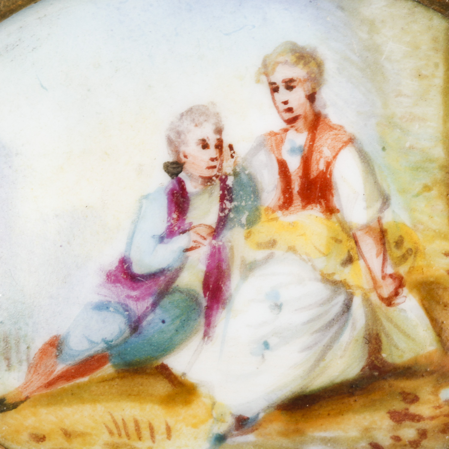 Antique Painted Porcelain Brooch