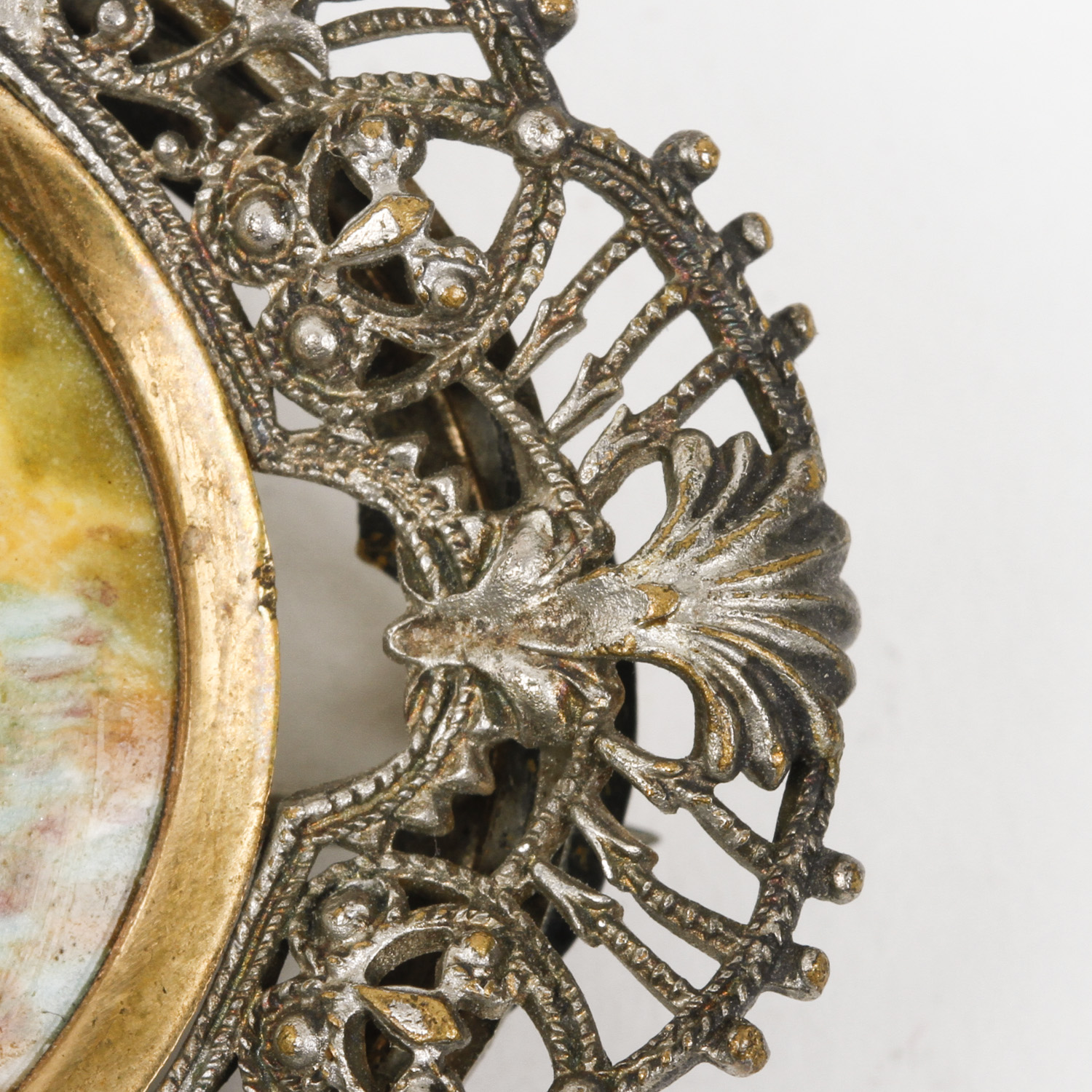 Antique Painted Porcelain Brooch