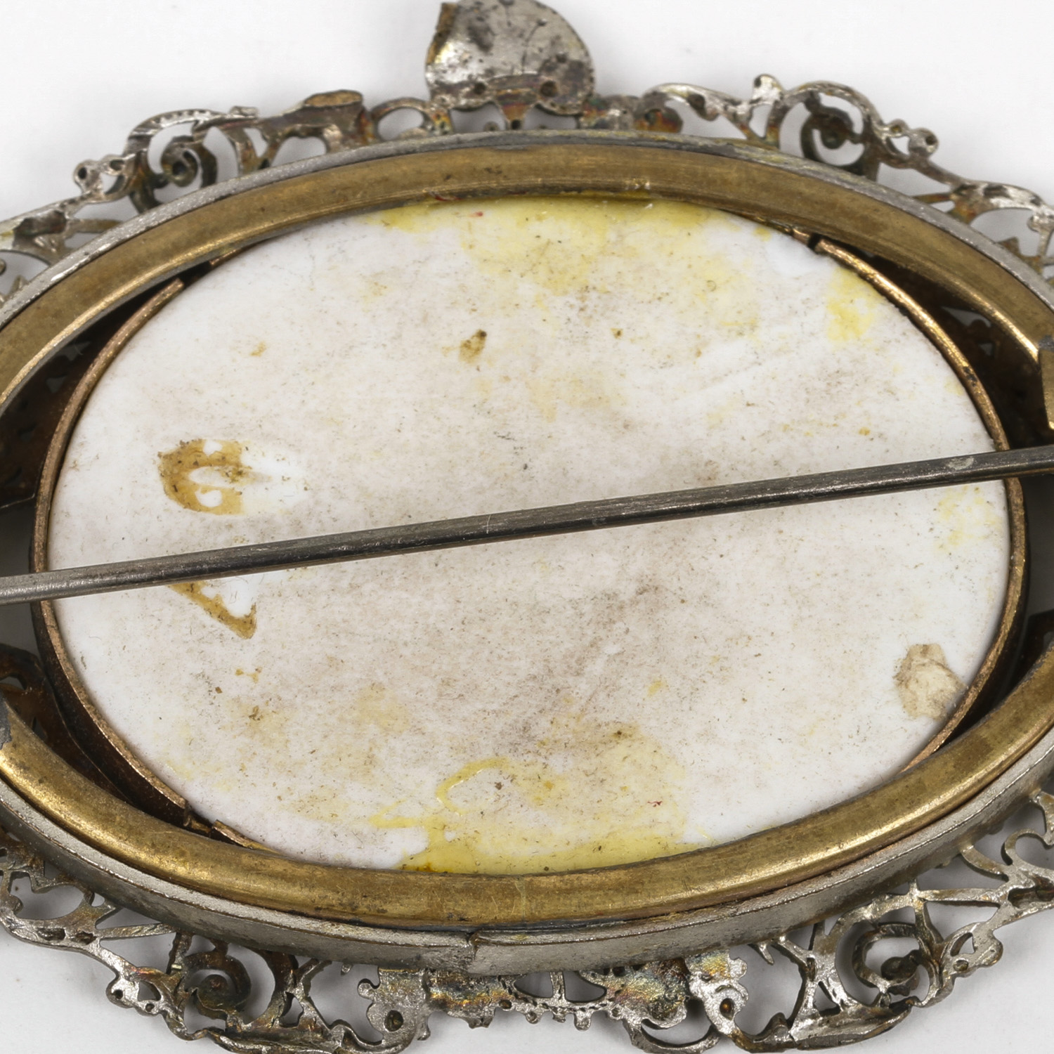 Antique Painted Porcelain Brooch