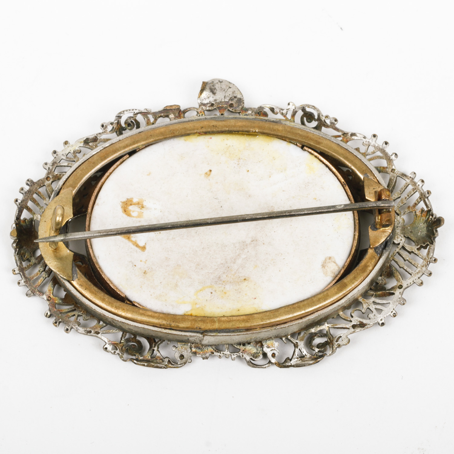 Antique Painted Porcelain Brooch